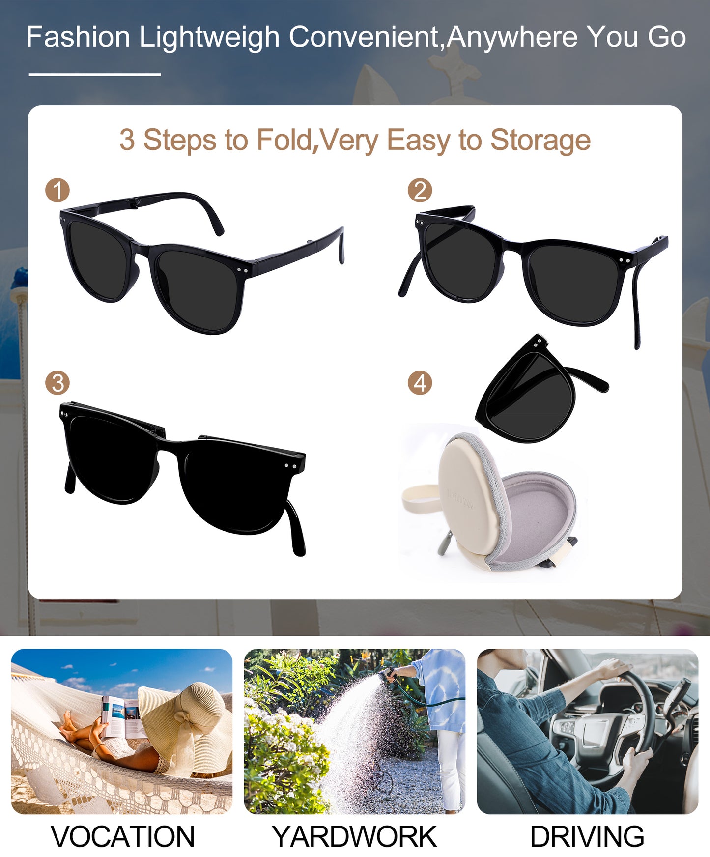 OCCI CHIARI Reading Sunglasses For Women Big Frame Foldable Reader OC5201SR