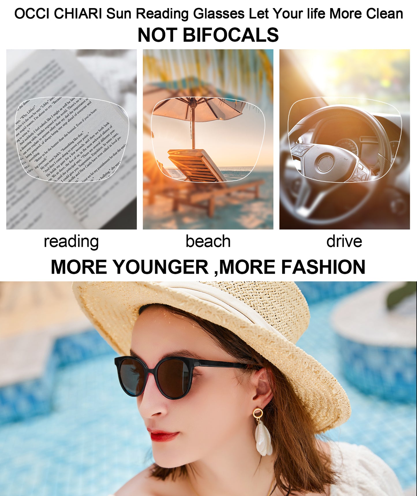 Reading Sunglasses Women UV Protection Outdoor Reader Glasses OC5017S