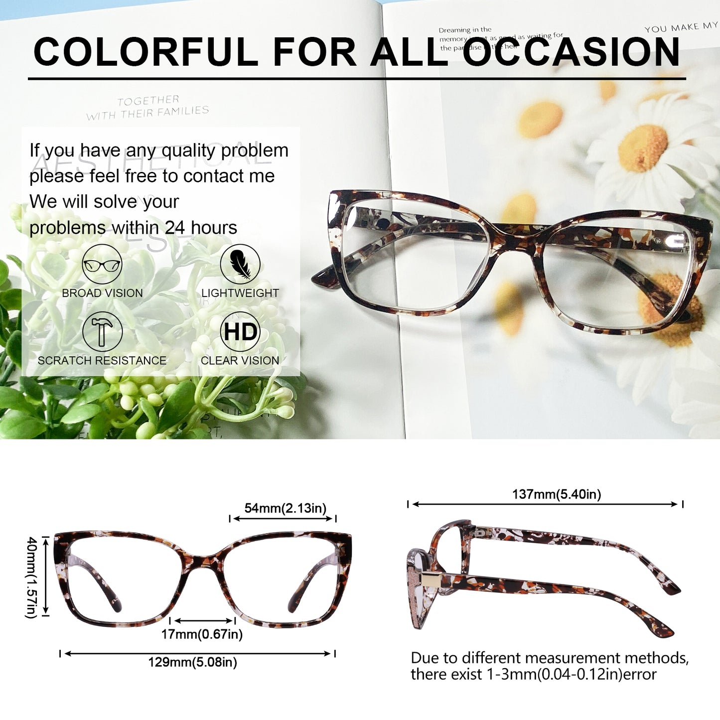 OCCI CHIARI Reading Glasses For Women Oversized Reader OC5117