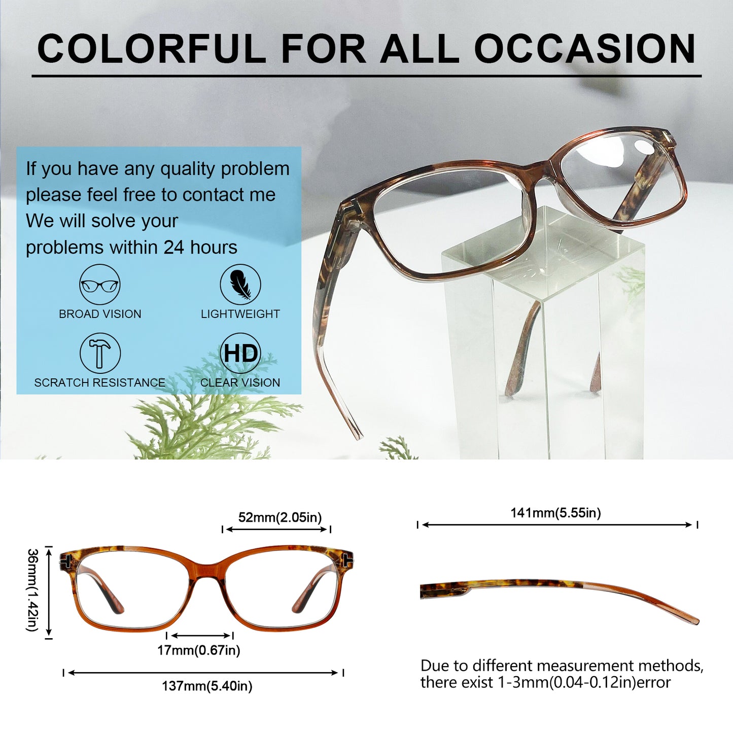 OCCI CHIARI Stylish Square Reading glasses for Women Lightweight Comfort Readers OC5196