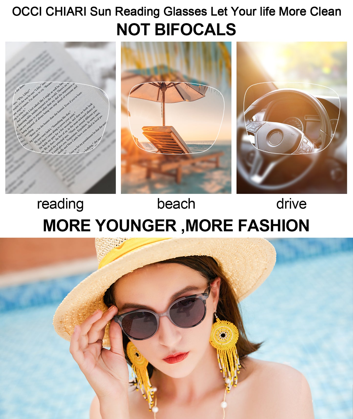 Reading Sunglasses Women UV Protection Outdoor Reader Glasses OC5017S