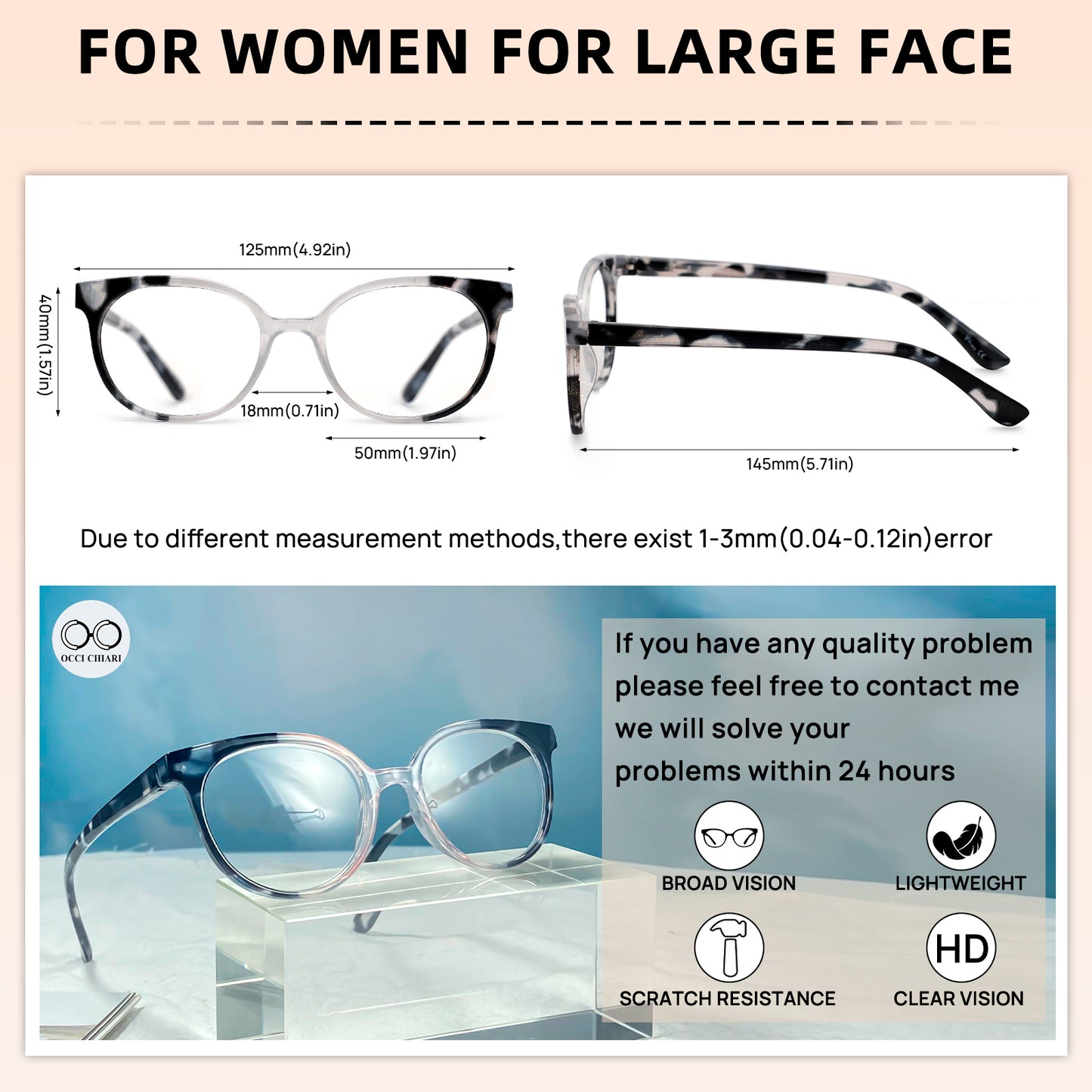 OCCI CHIARI  Reading Glasses Lightweight Round Reader OC5017