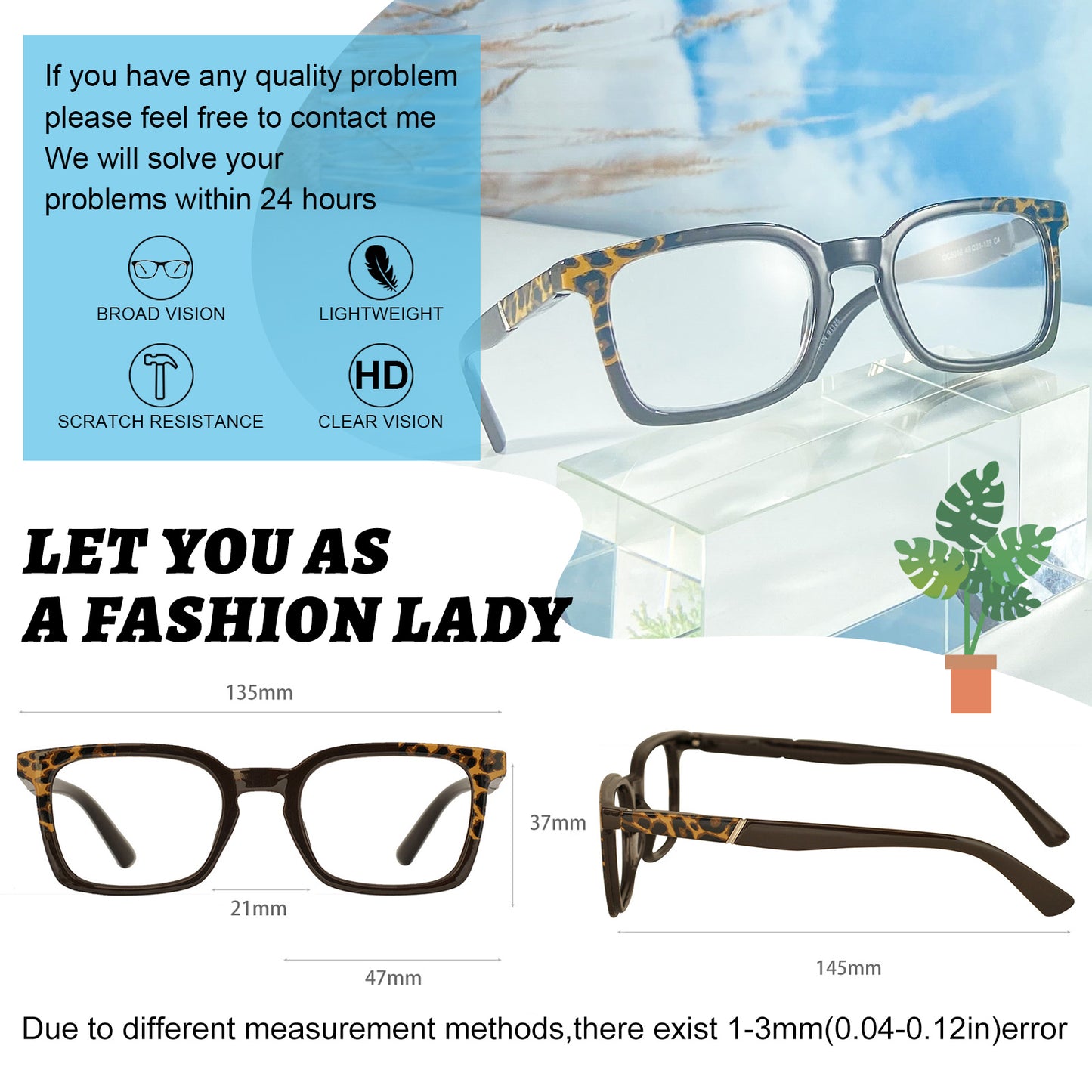 OCCI CHIARI Fashion Reading Glasses For Women Rectangle Reader OC5018