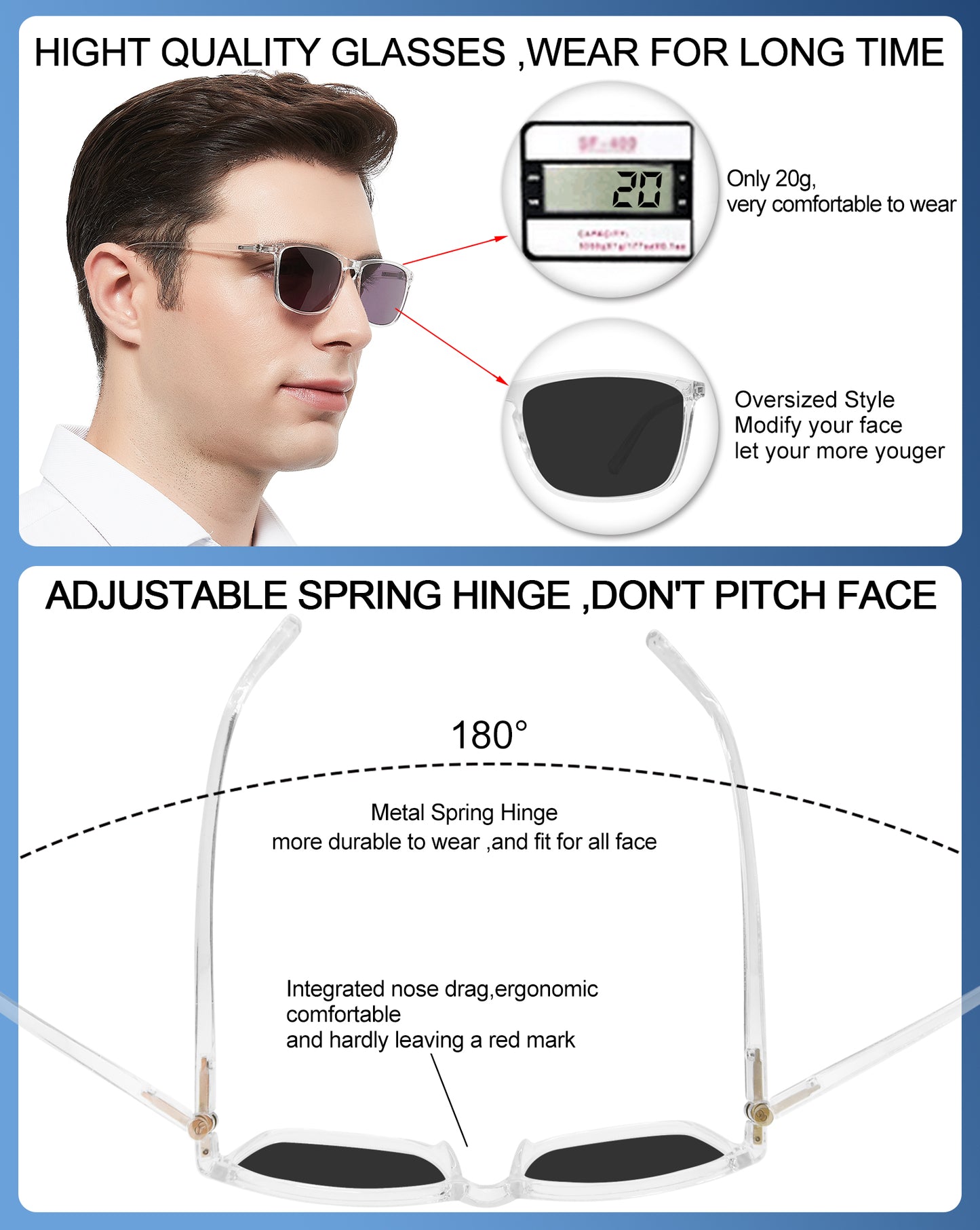 OCCI CHIARI Sun Bifocal Reading Glasses for Men Large Sunglasses Reader UV400 OC5026BS