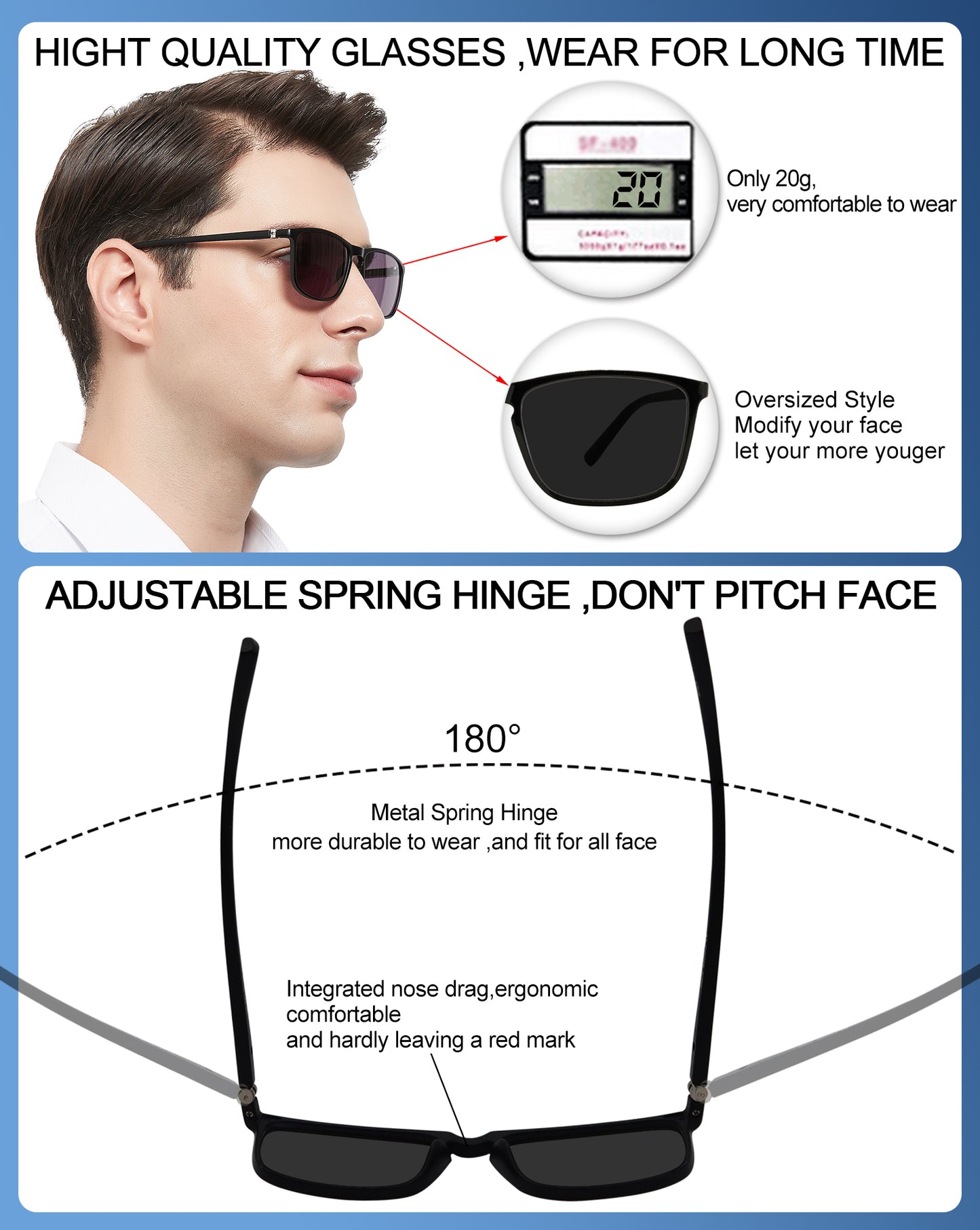 OCCI CHIARI Sun Bifocal Reading Glasses for Men Large Sunglasses Reader UV400 OC5026BS