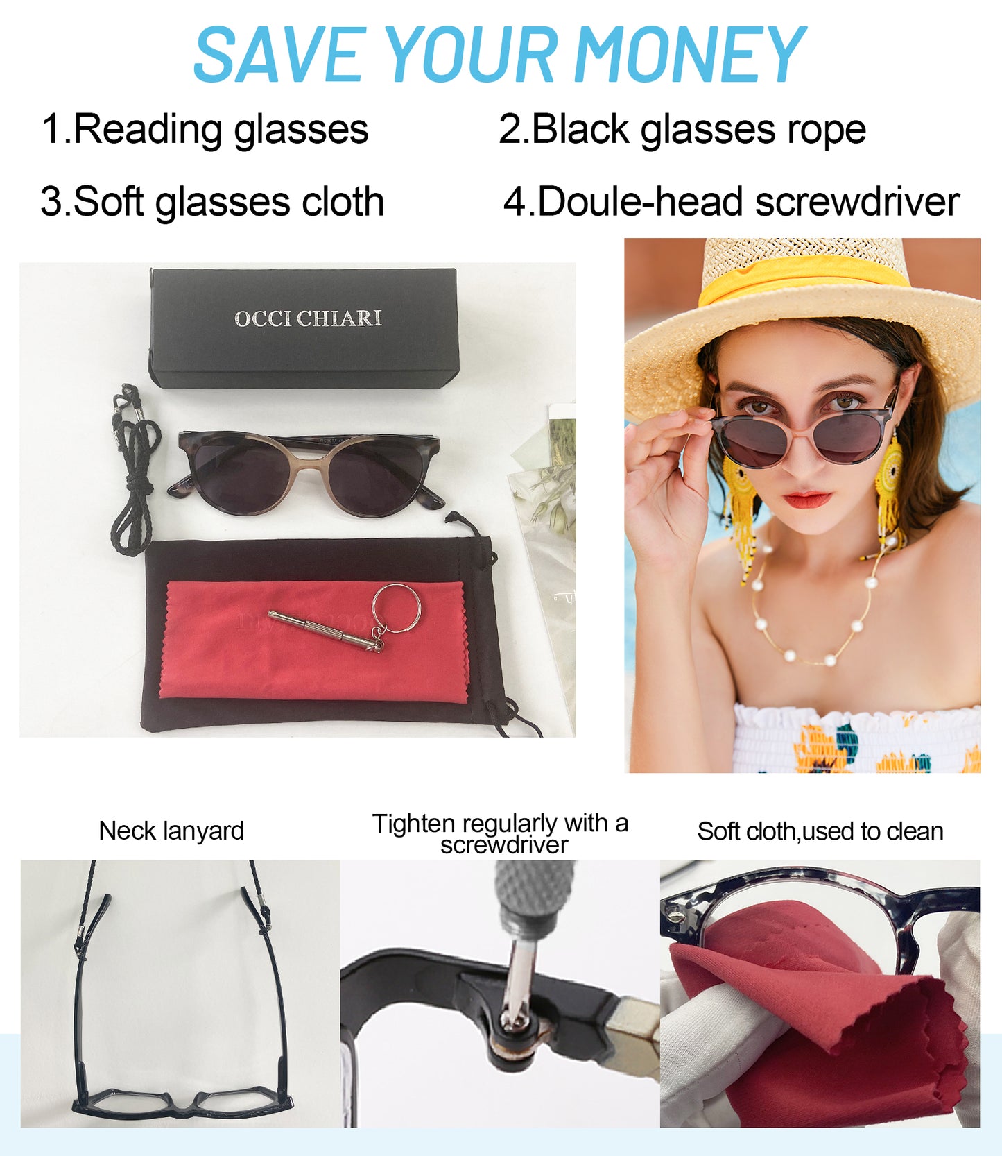 Reading Sunglasses Women UV Protection Outdoor Reader Glasses OC5017S