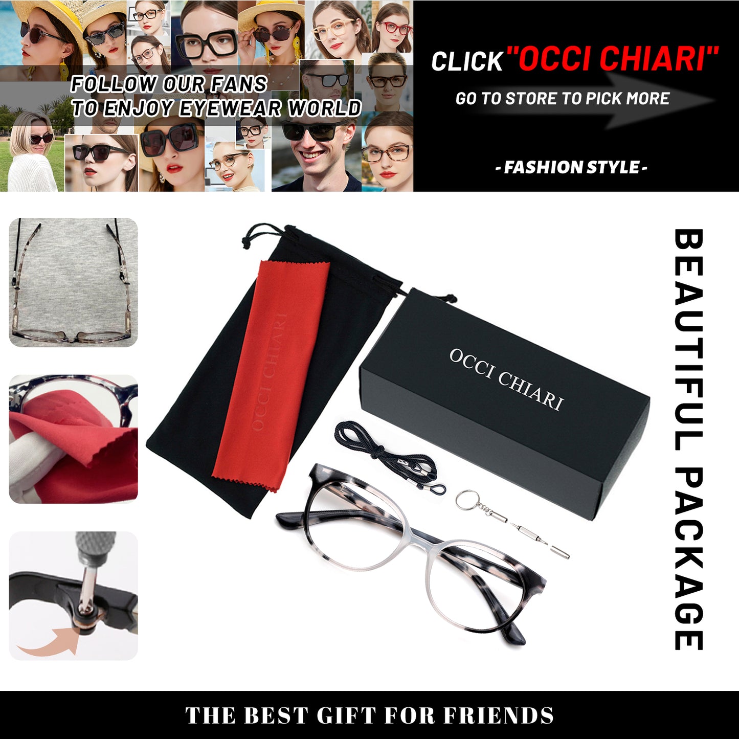 OCCI CHIARI  Reading Glasses Lightweight Round Reader OC5017