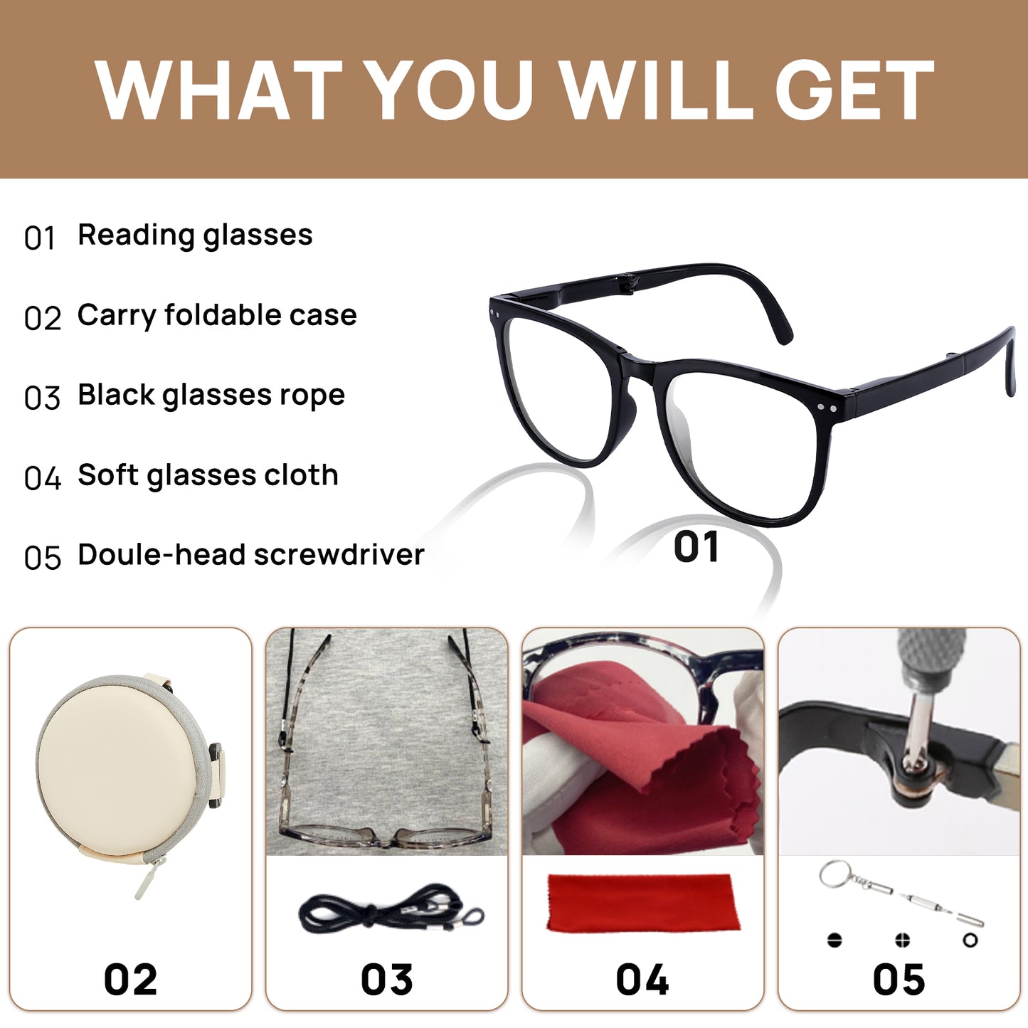 OCCI CHIARI Folding Reading Glasses for Women Wide Frame Readers OC5201