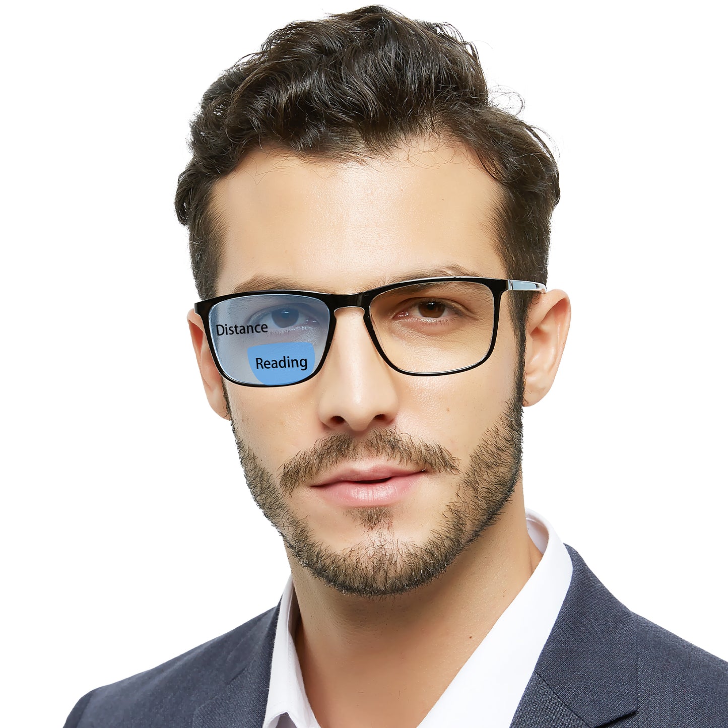 OCCI CHIARI Wide Bifocal Reading Glasses for Men Transition Blue Blocker Readers OC5026BB