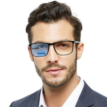 OCCI CHIARI Wide Bifocal Reading Glasses for Men Transition Blue Blocker Readers OC5026BB