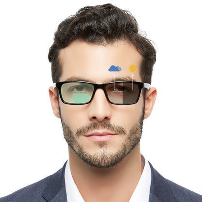 OCCI CHIARI Photochromic Bifocal Reading Glasses for Mens,Square Transition UV Protection Sunglasses Readers BS OC5030