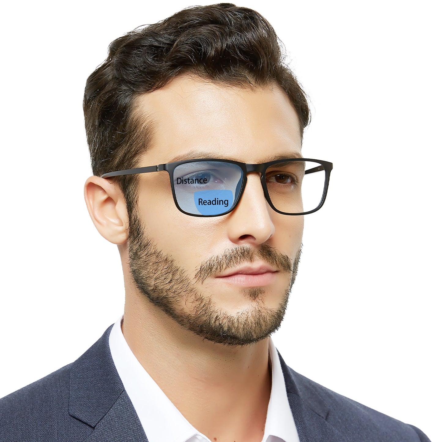OCCI CHIARI Wide Bifocal Reading Glasses for Men Transition Blue Blocker Readers OC5026BB