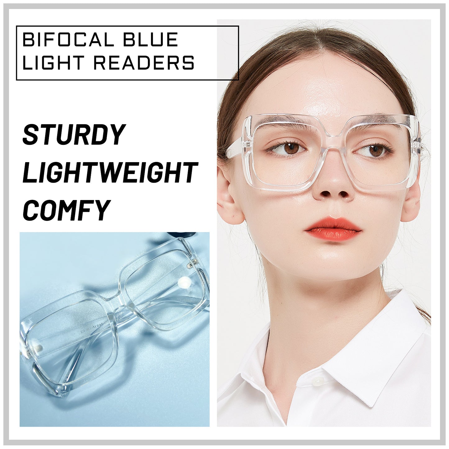 OCCI CHIARI Large Oversized Bifocal Reading Glasses Women Square Vintage readers OC5113BB