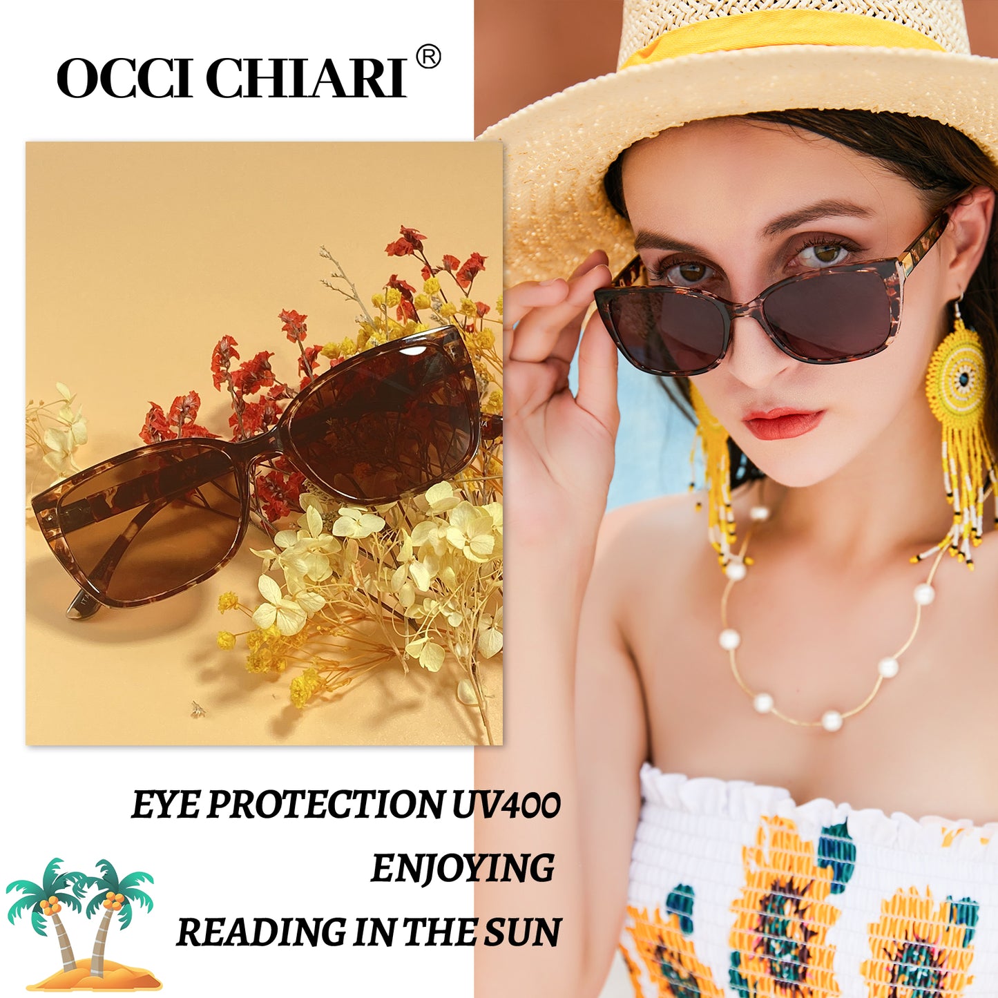 OCCI CHIARI Women Reading Sun Glasses  Sunglasses with Readers Outdoor UV400 OC5117SRB
