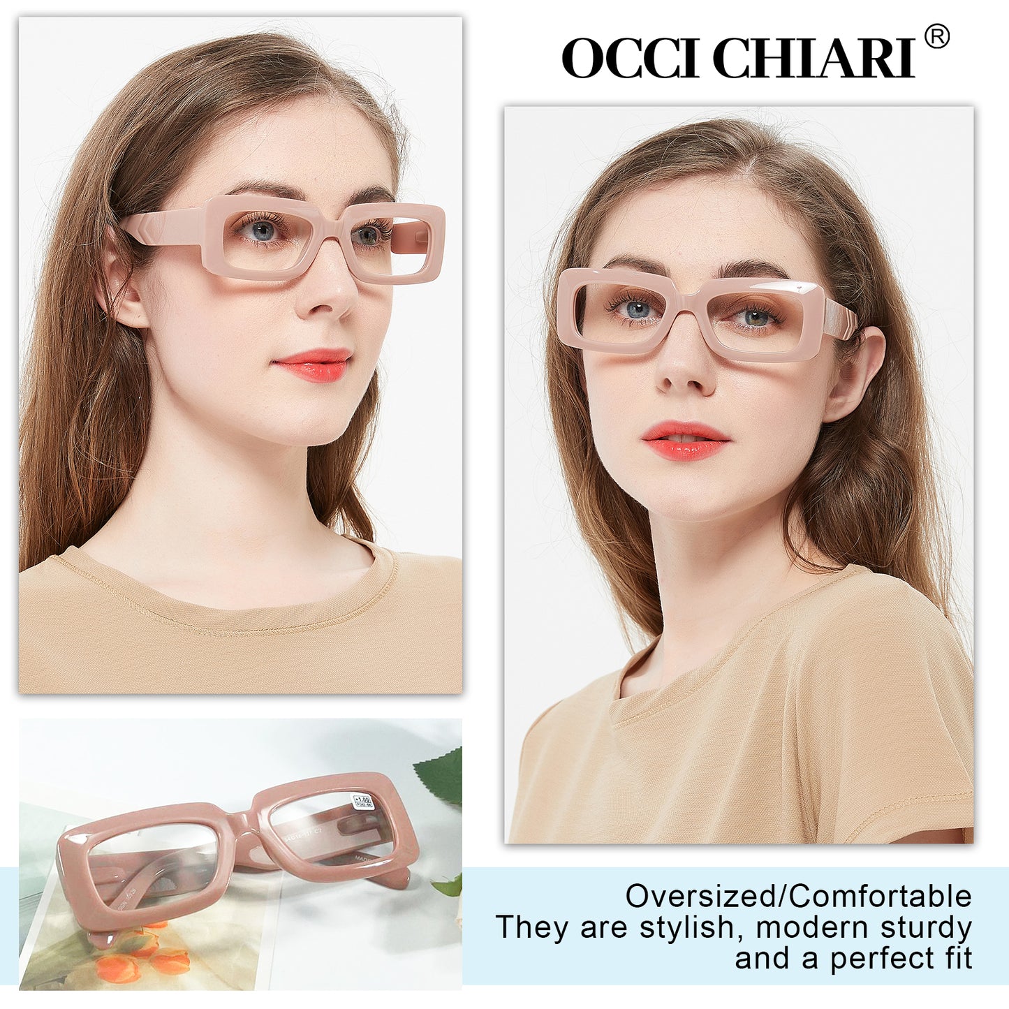 OCCI CHIARI Fashion Reading Glasses for Women Large Readers Heavy Duty Eyeglasses OC5189