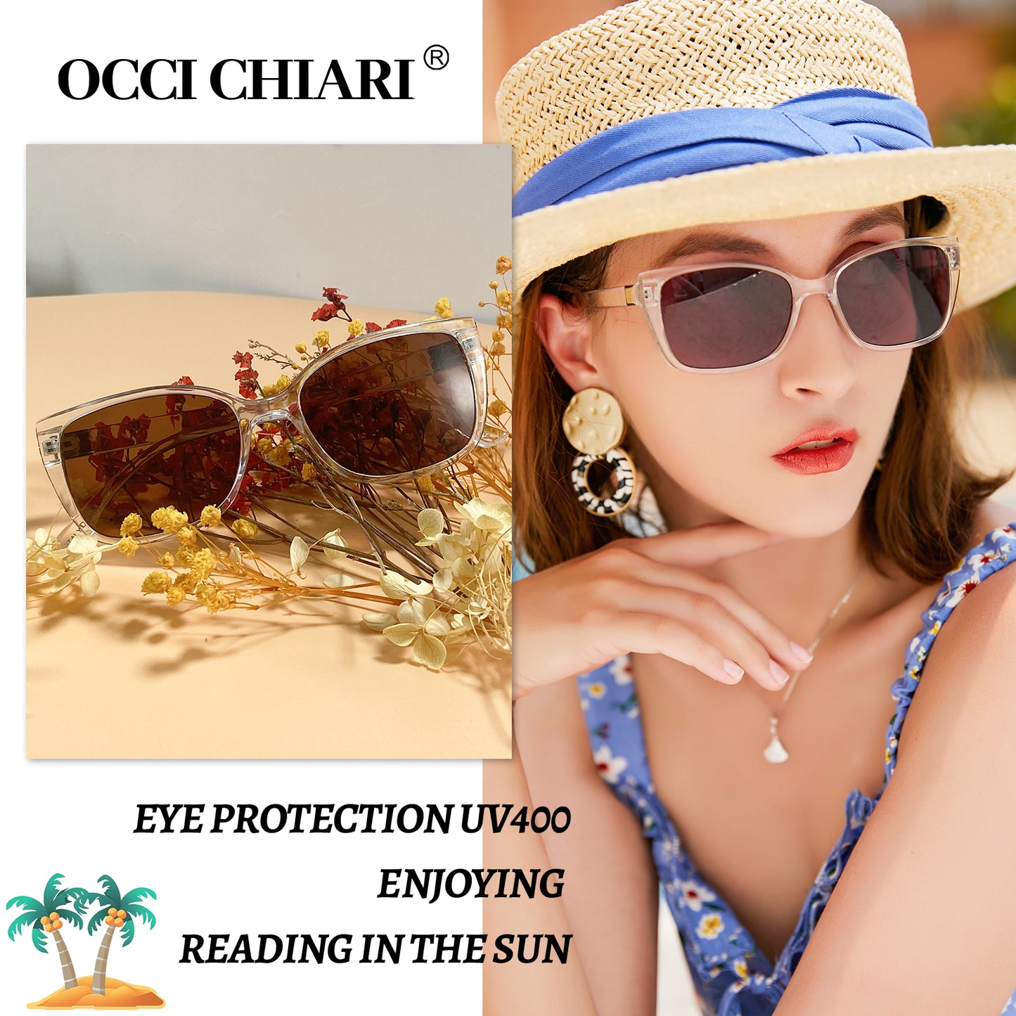 OCCI CHIARI Women Reading Sun Glasses  Sunglasses with Readers Outdoor UV400 OC5117SRB