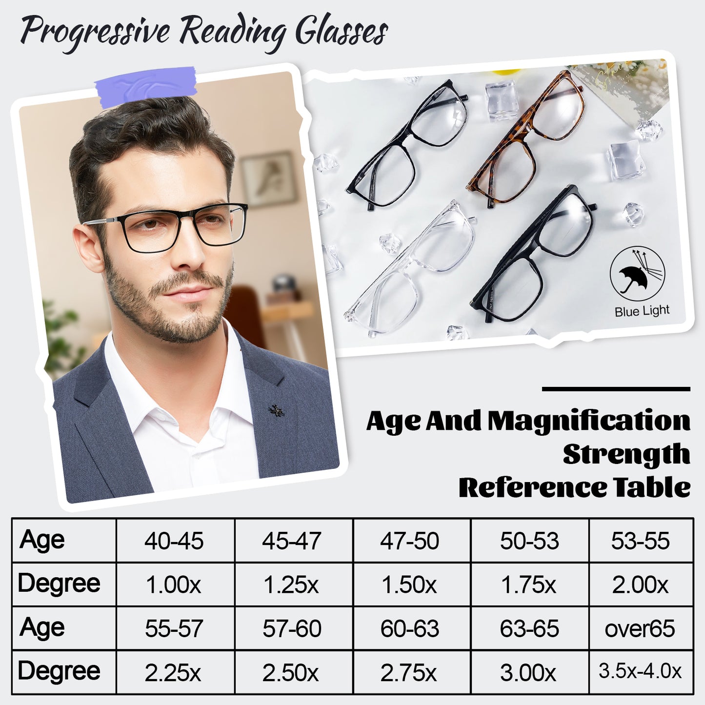OCCI CHIARI Progressive Reading Glasses for Men Multifocus Readers OC5026JJ
