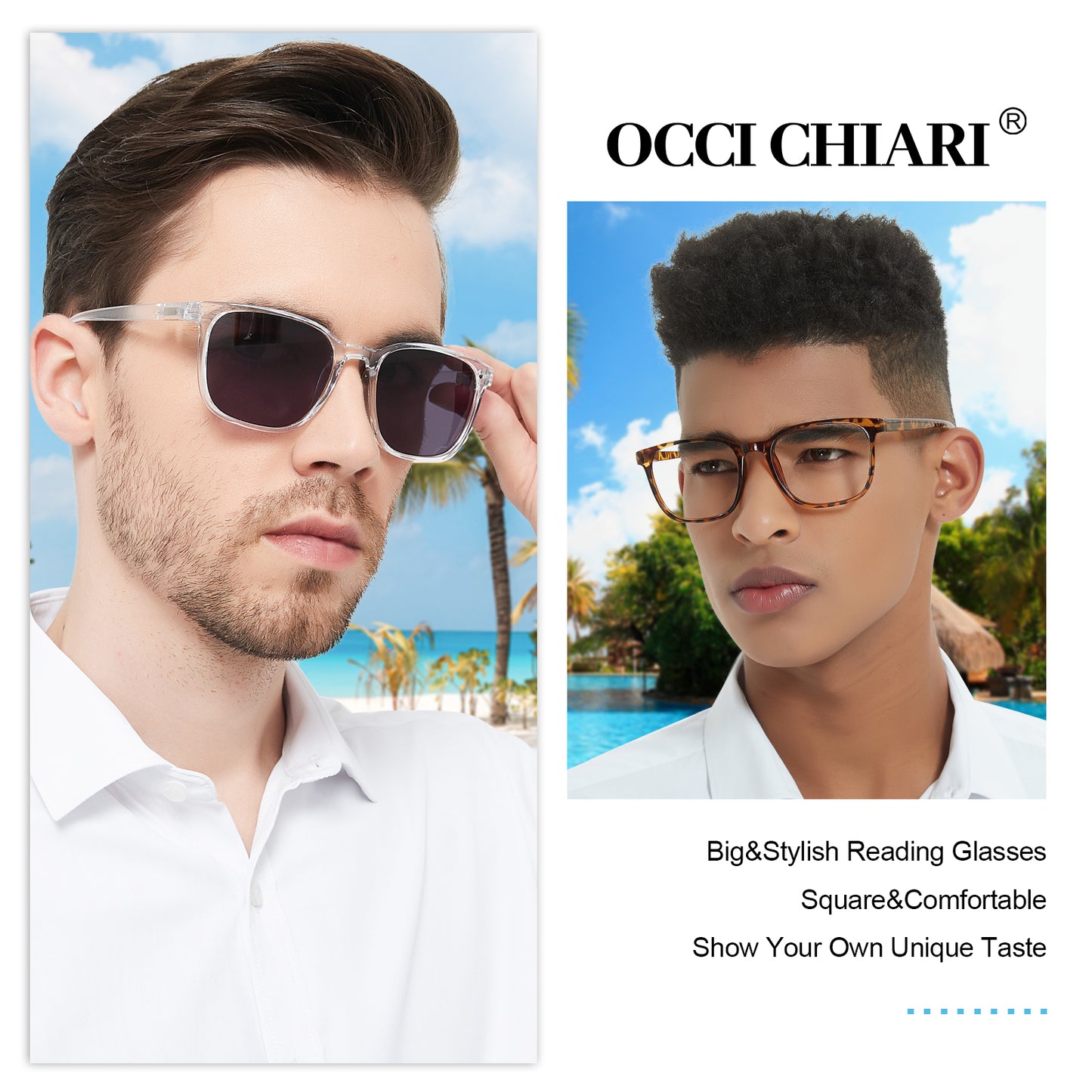 OCCI CHIARI XL Sunglasses with Readers for Men Large Head Comfortable Sun Reading Glasses OC5209SR