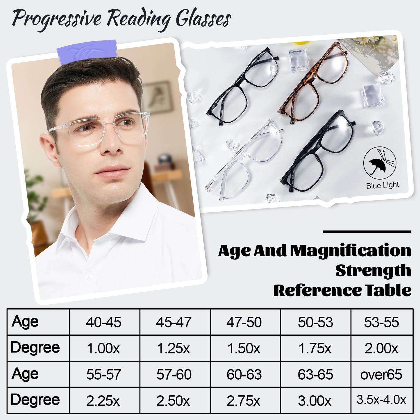 OCCI CHIARI Progressive Reading Glasses for Men Multifocus Readers OC5026JJ