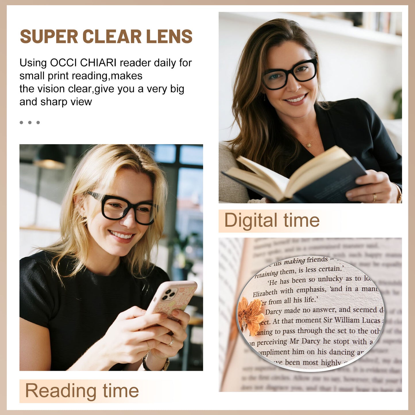 OCCI CHIARI Reading Glasses for Small Face Narrow Durable Readers OC5261
