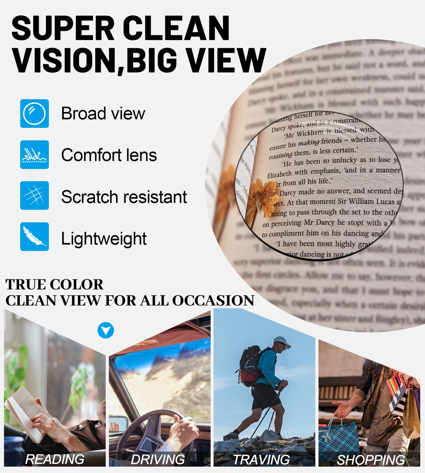 OCCI CHIARI Blue Light Reading Glasses Men Anti Glare Computer Readers for Big Head ABL5030