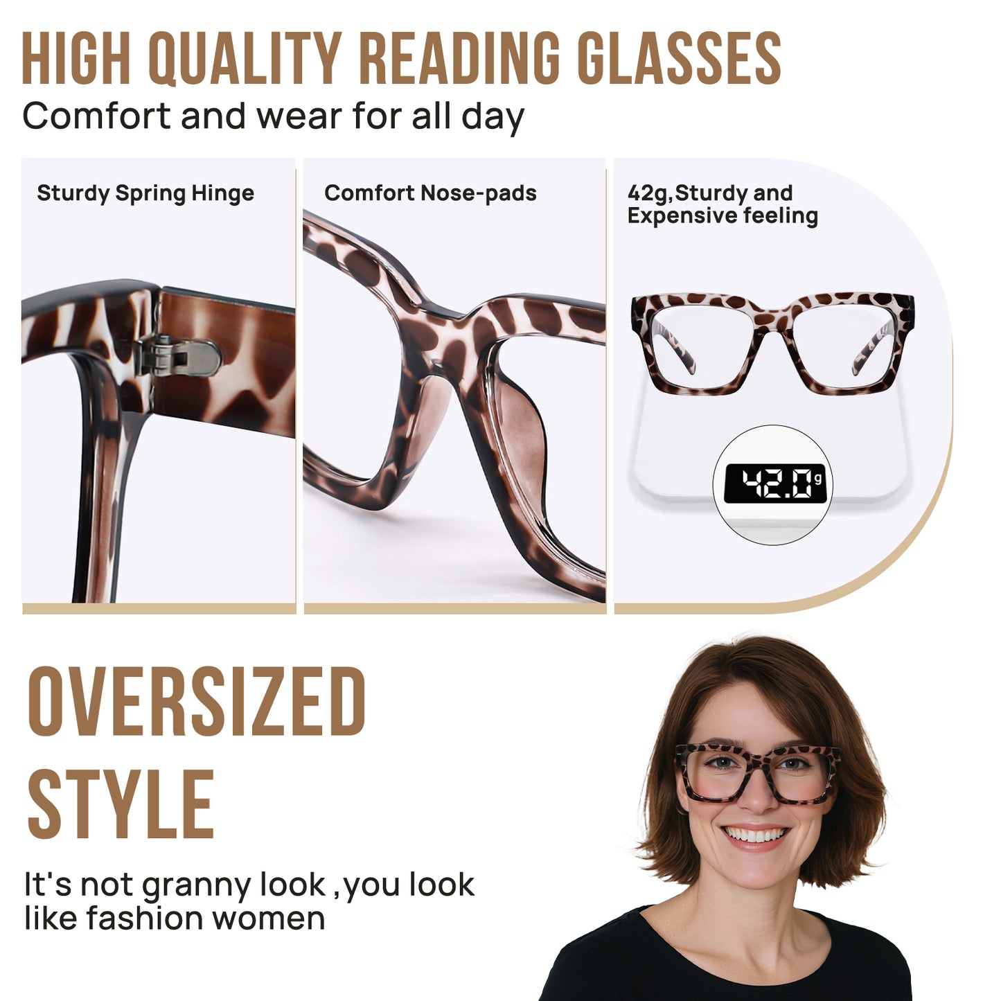OCCI CHIARI Large Frame Reading Glasses for Women Retro Square Readers OC5078