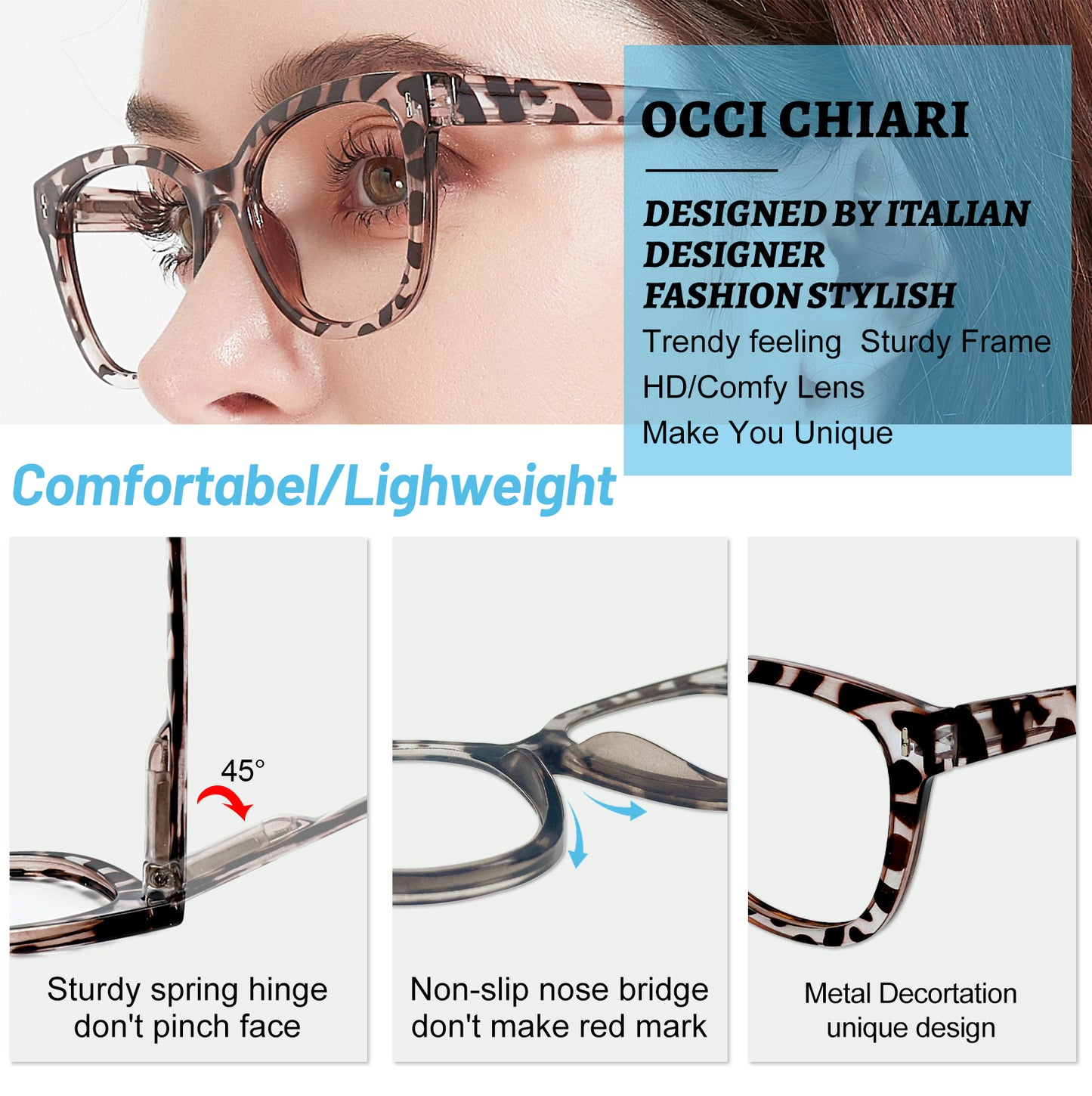 OCCI CHIARI Stylish Reading Glasses for Women Small Frame Readers OC5214
