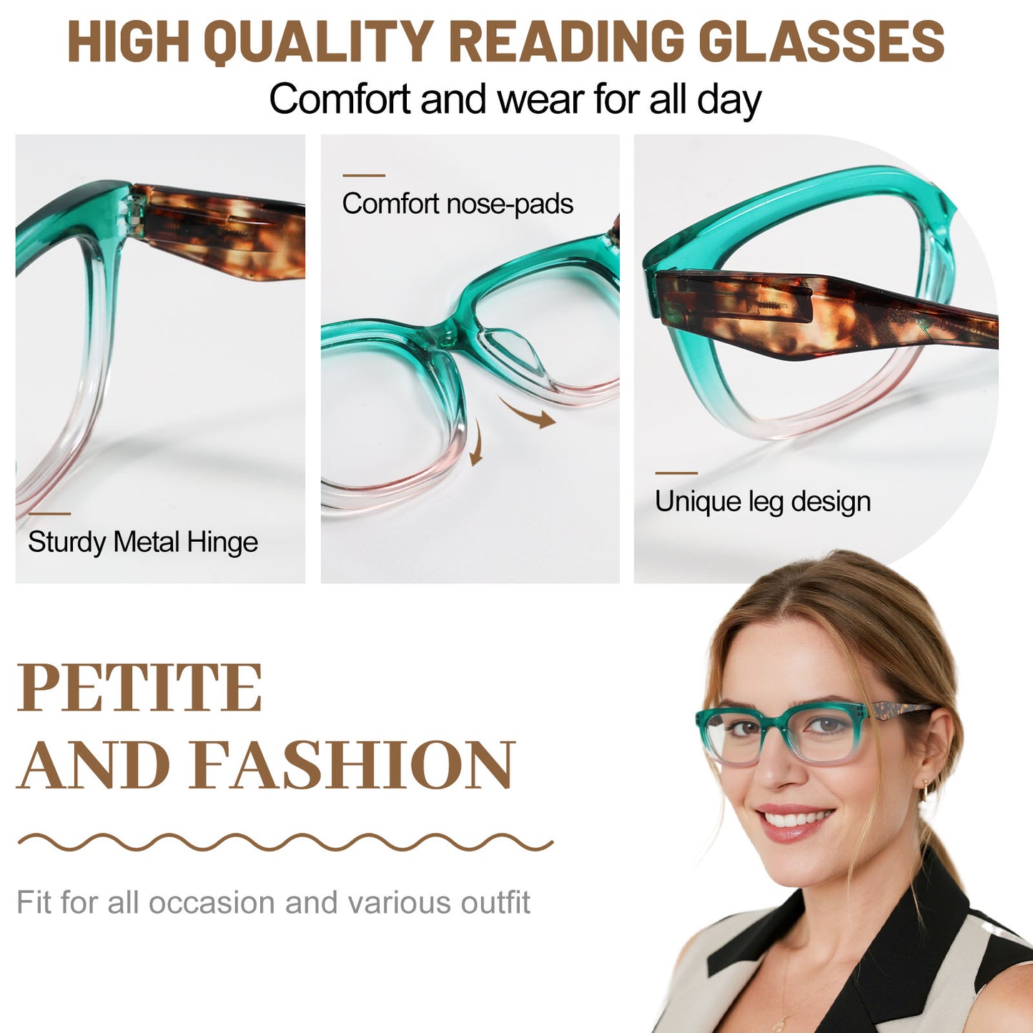OCCI CHIARI Reading Glasses for Small Face Narrow Durable Readers OC5261