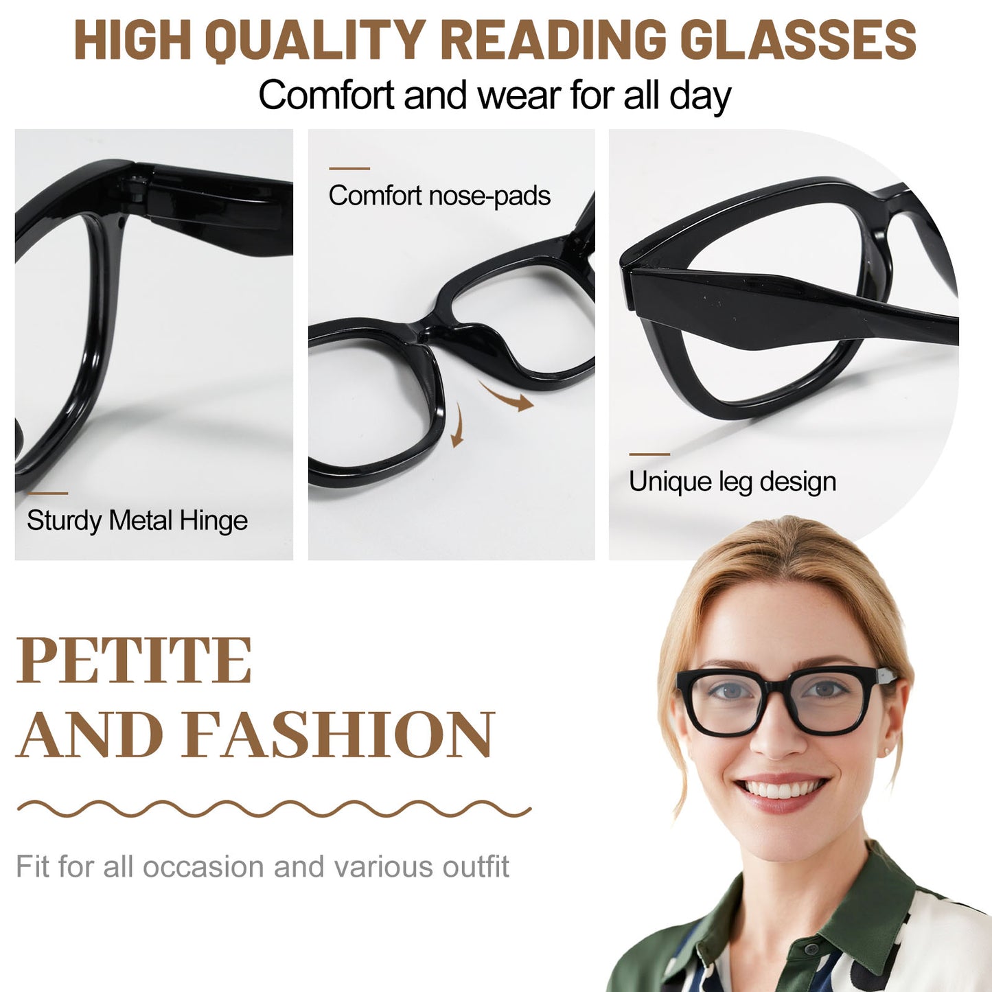 OCCI CHIARI Reading Glasses for Small Face Narrow Durable Readers OC5261