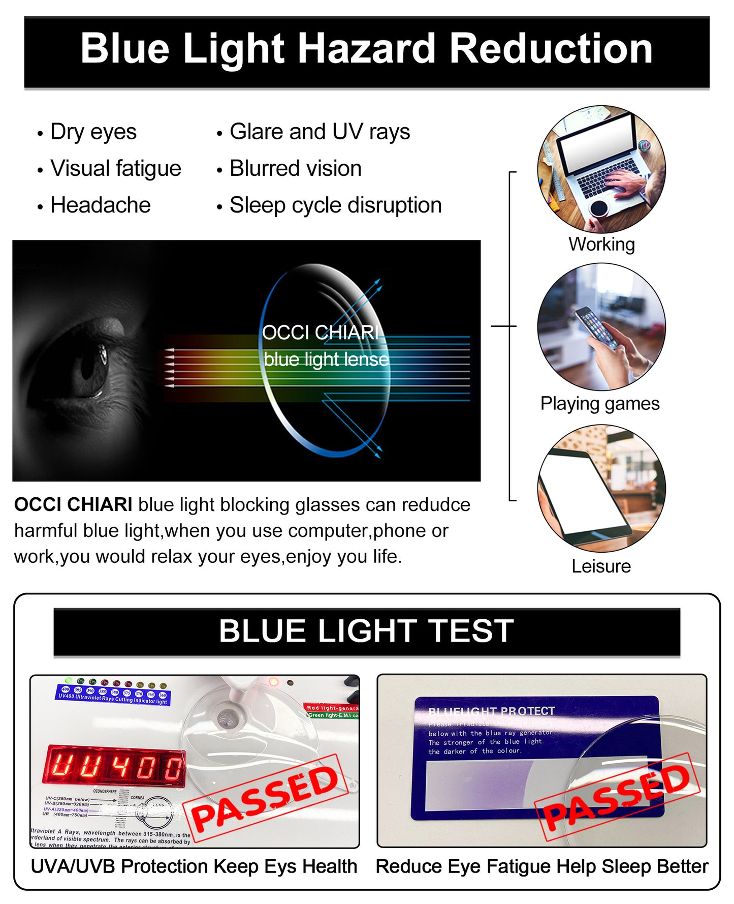 OCCI CHIARI Bifocal Reading Glasses Womens Blue light Blocking Readers OC5117BB