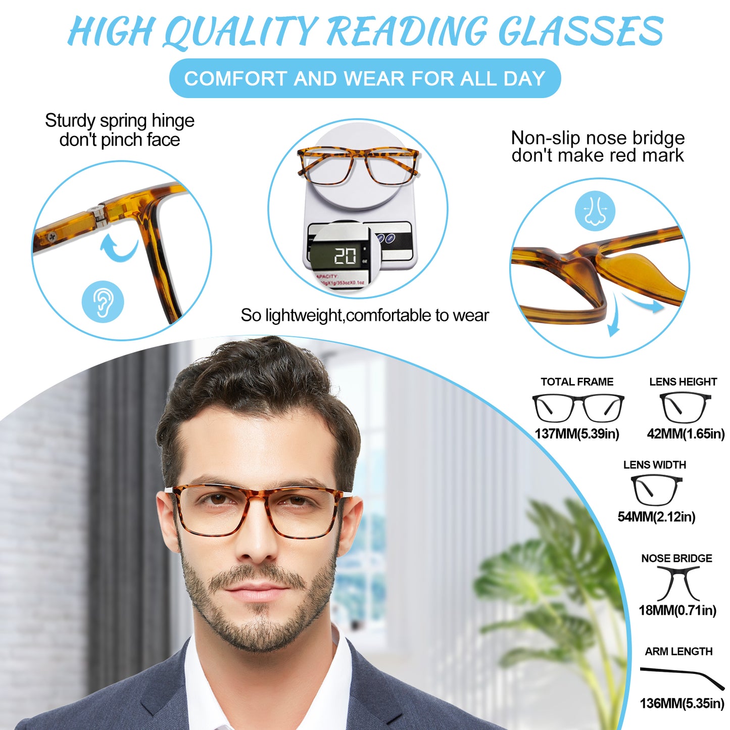 OCCI CHIARI Progressive Reading Glasses for Men Multifocus Readers OC5026JJ