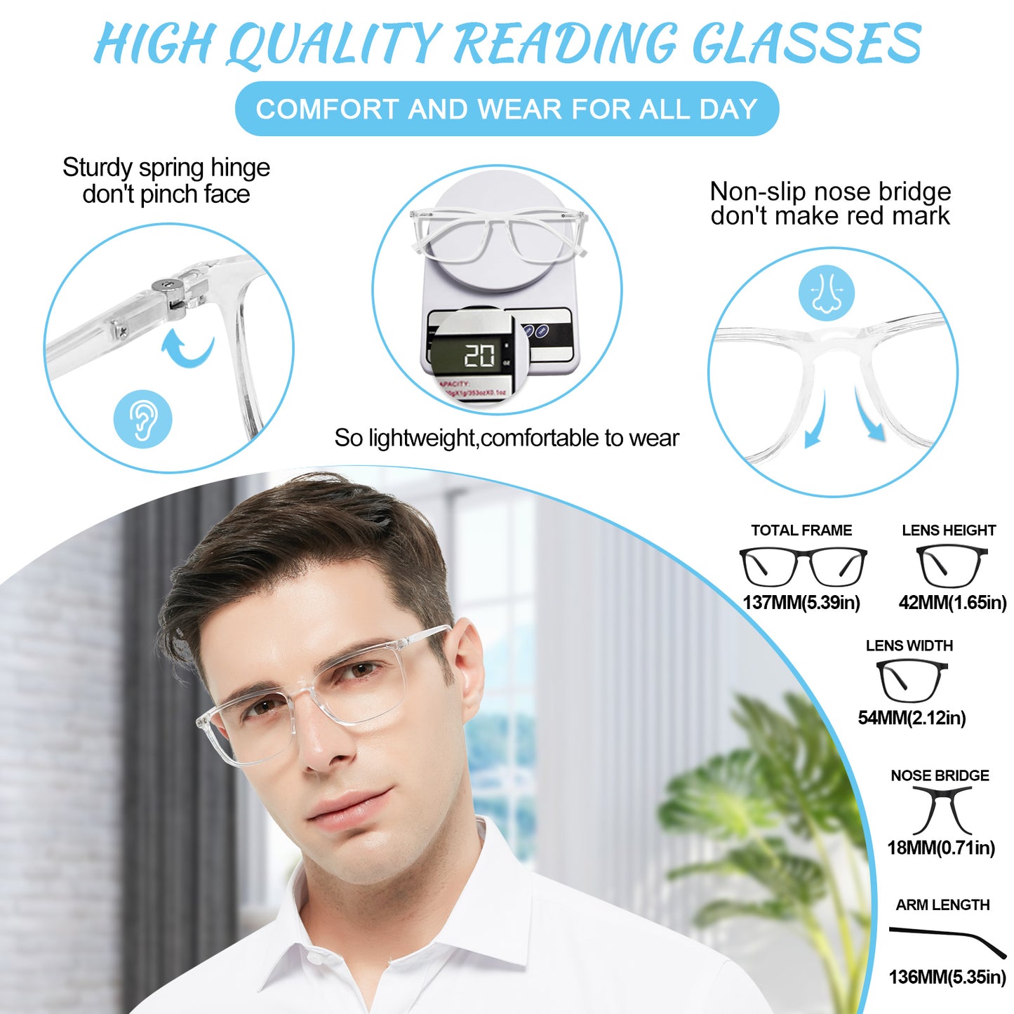 OCCI CHIARI Progressive Reading Glasses for Men Multifocus Readers OC5026JJ