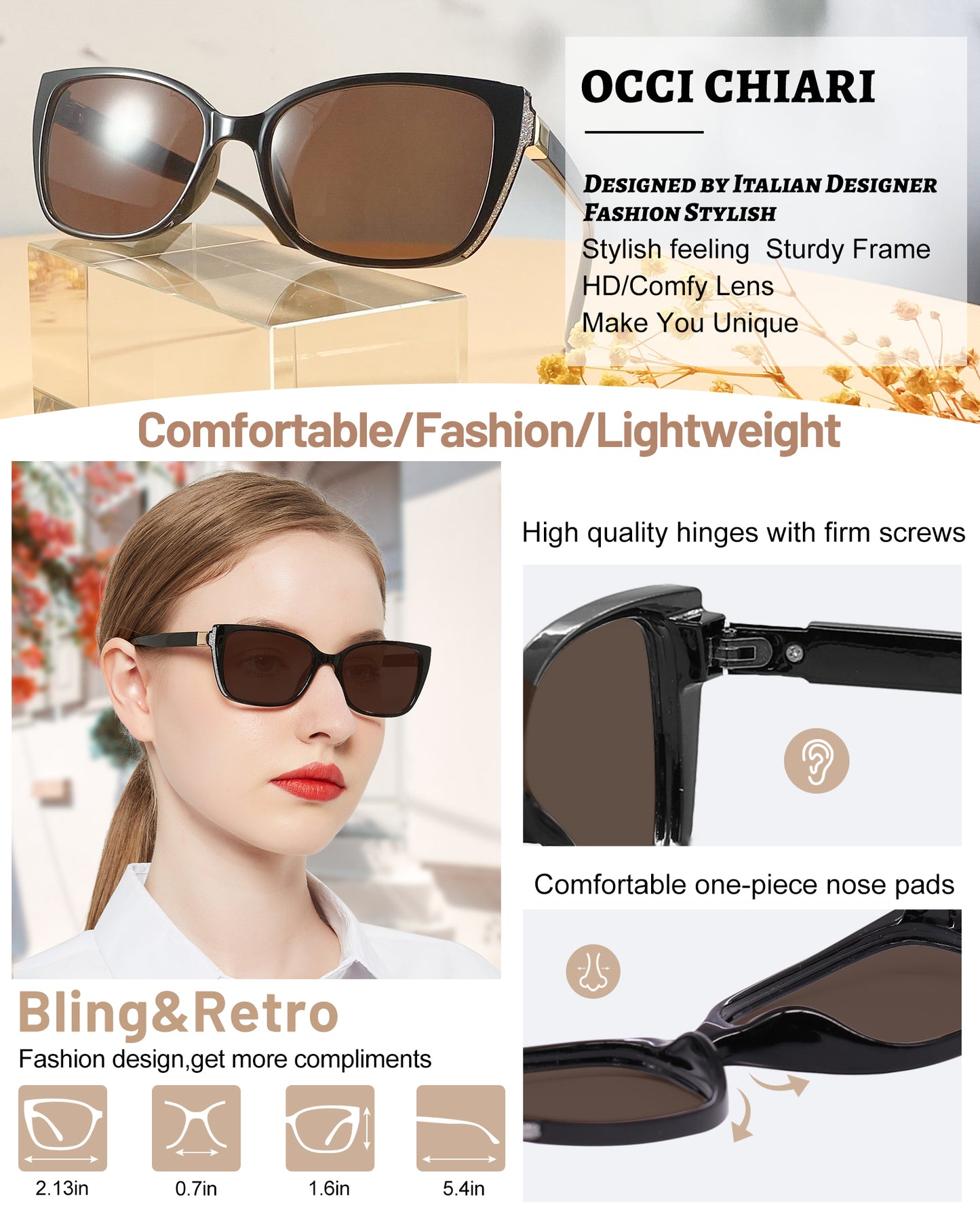 OCCI CHIARI Women Reading Sun Glasses  Sunglasses with Readers Outdoor UV400 OC5117SRB