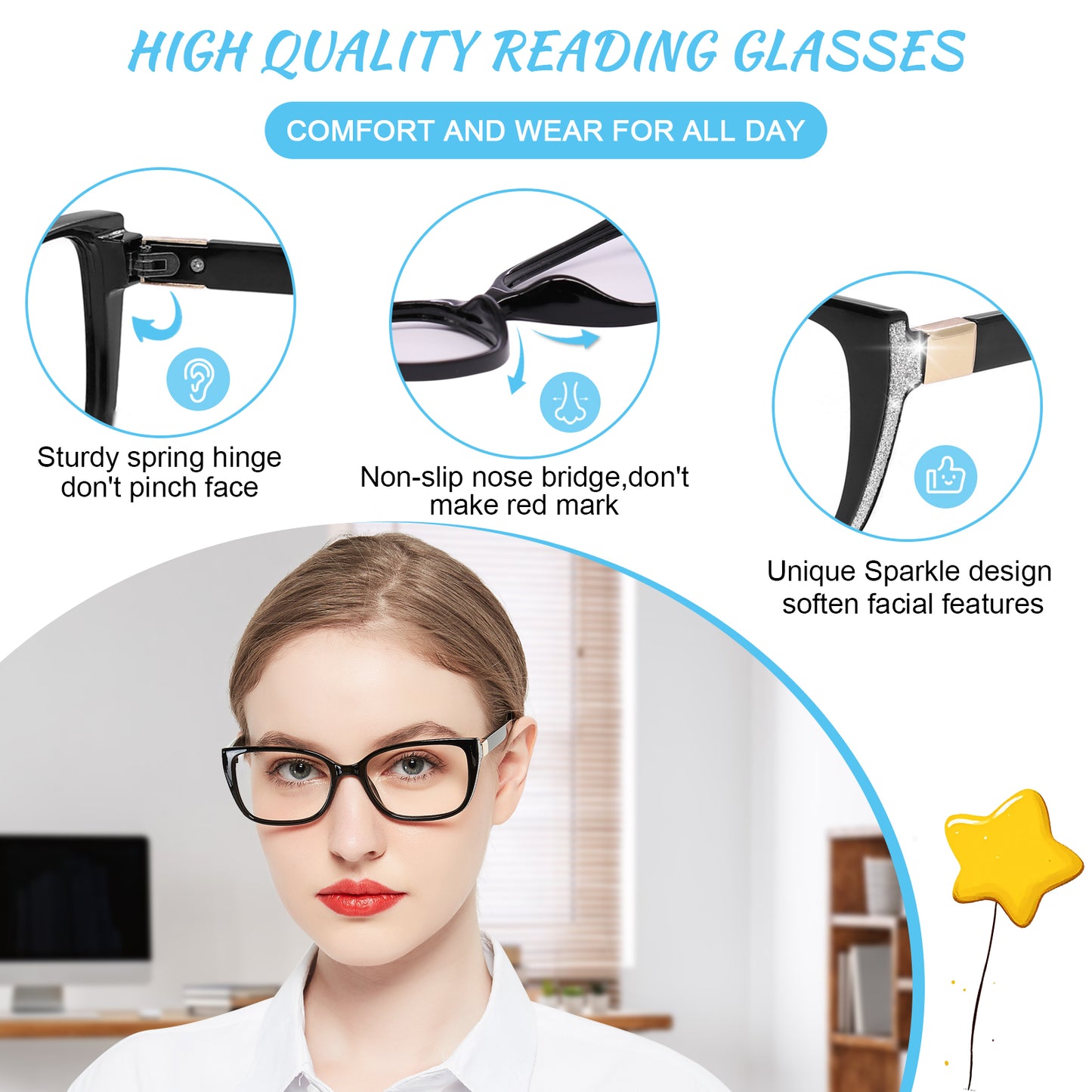 OCCI CHIARI Progressive Bifocal Reading Glasses for Women Transition Multifocal Readers  Blue Blocker OC5117JJ