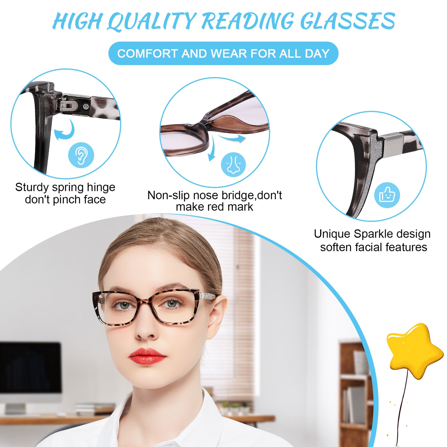 OCCI CHIARI Progressive Bifocal Reading Glasses for Women Transition Multifocal Readers  Blue Blocker OC5117JJ