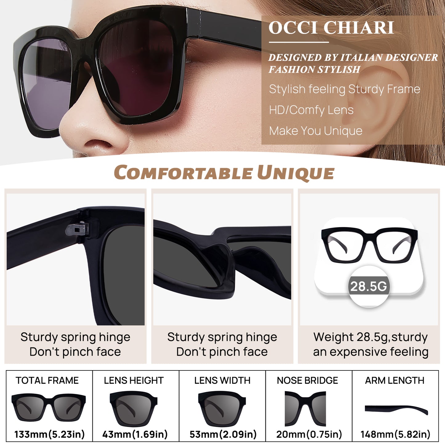 OCCI CHIARI Large Reading Glasses Women Retro Reader OC5111SR