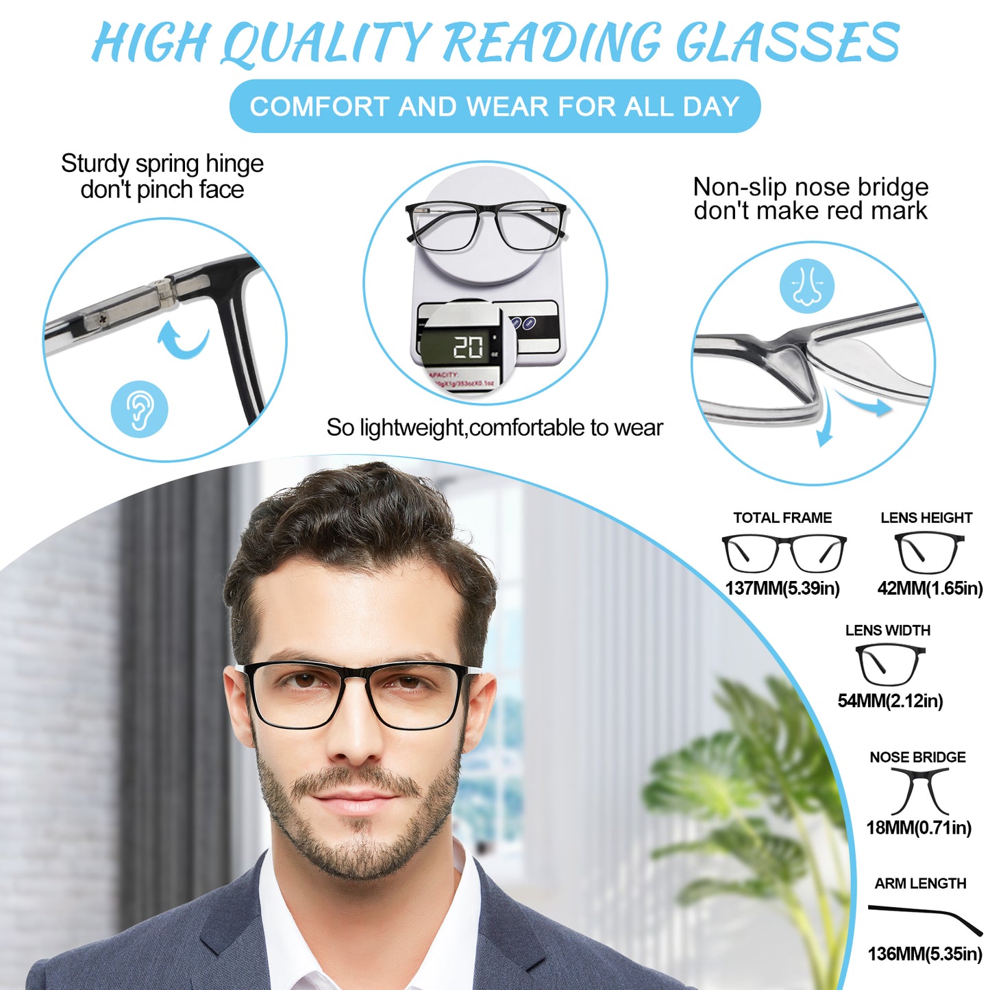 OCCI CHIARI Progressive Reading Glasses for Men Multifocus Readers OC5026JJ