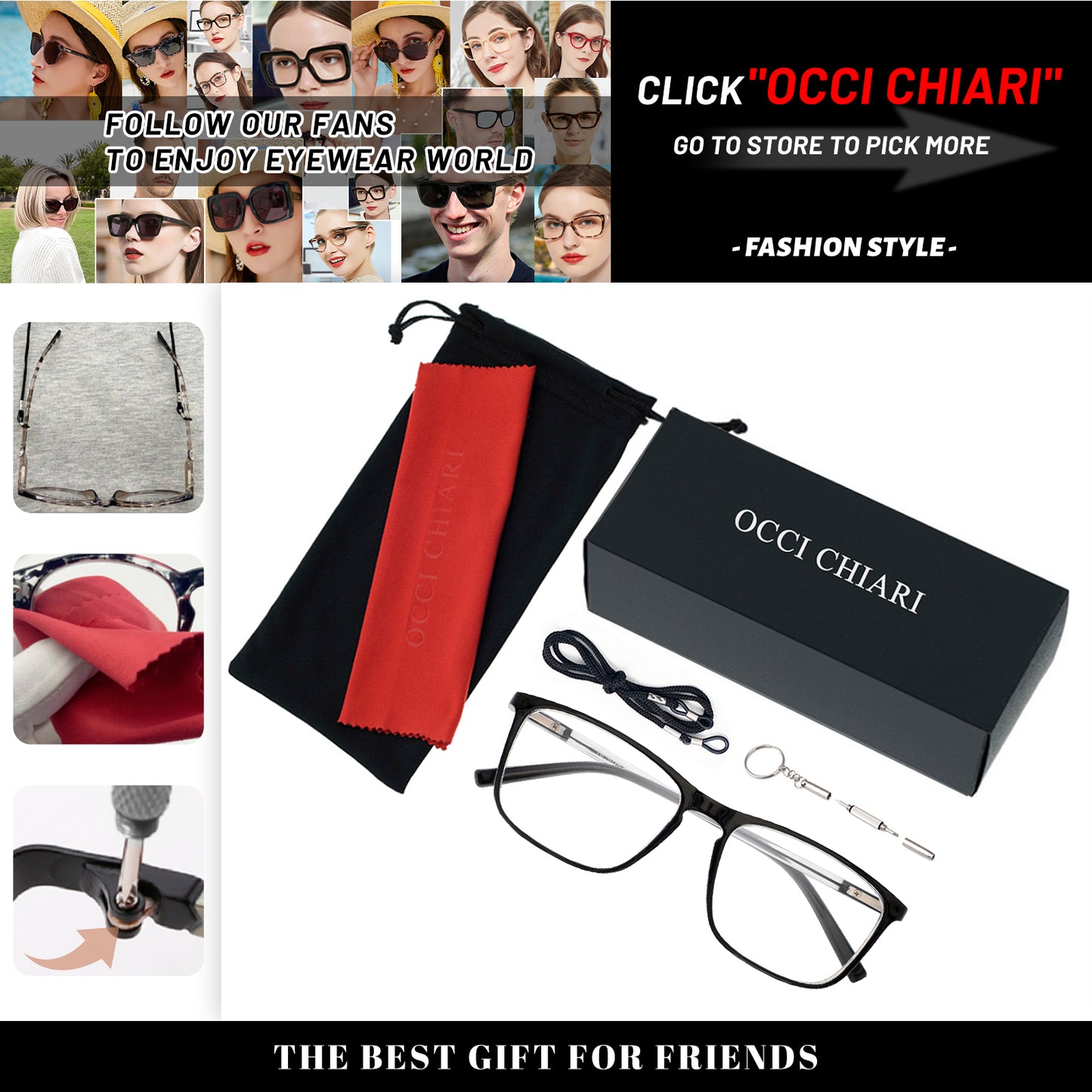 OCCI CHIARI Wide Bifocal Reading Glasses for Men Transition Blue Blocker Readers OC5026BB