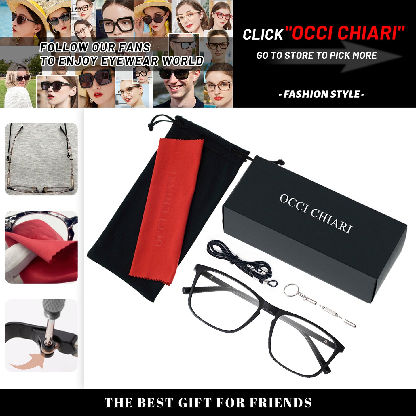 OCCI CHIARI Progressive Reading Glasses for Men Multifocus Readers OC5026JJ