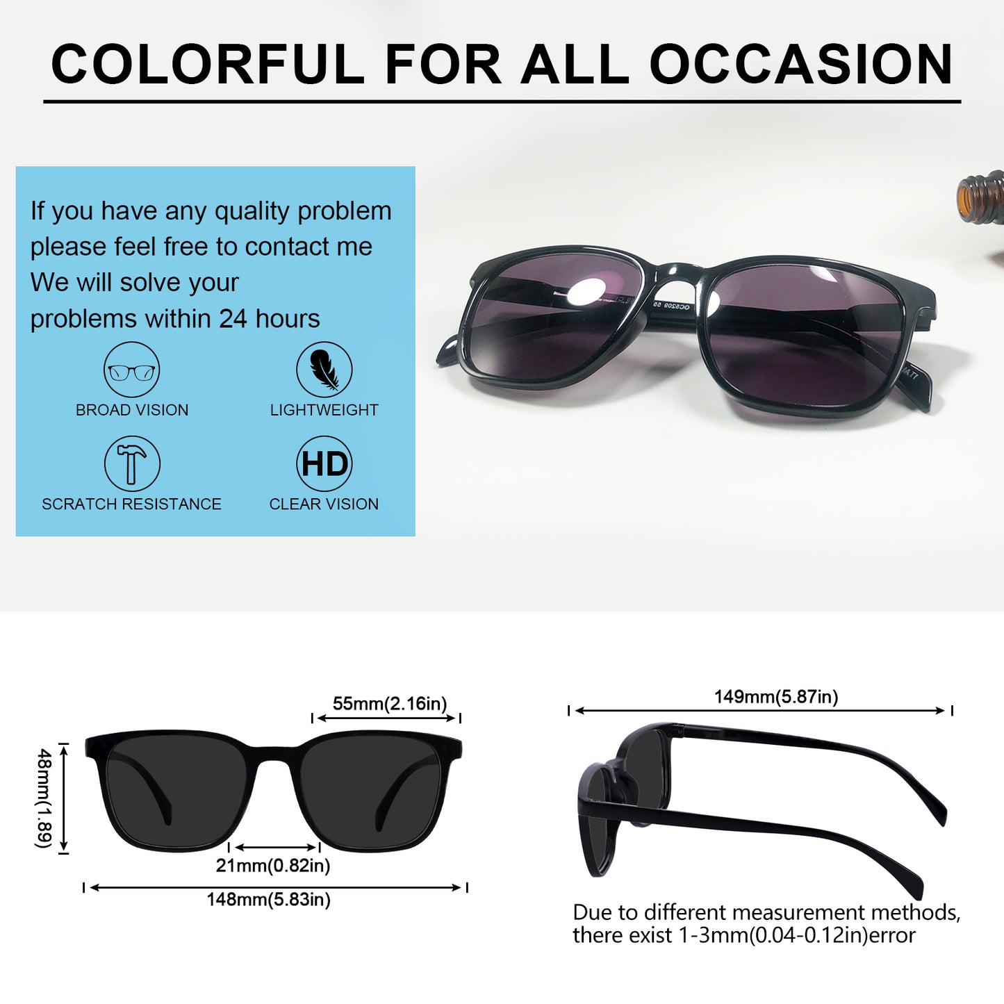 OCCI CHIARI XL Sunglasses with Readers for Men Large Head Comfortable Sun Reading Glasses OC5209SR