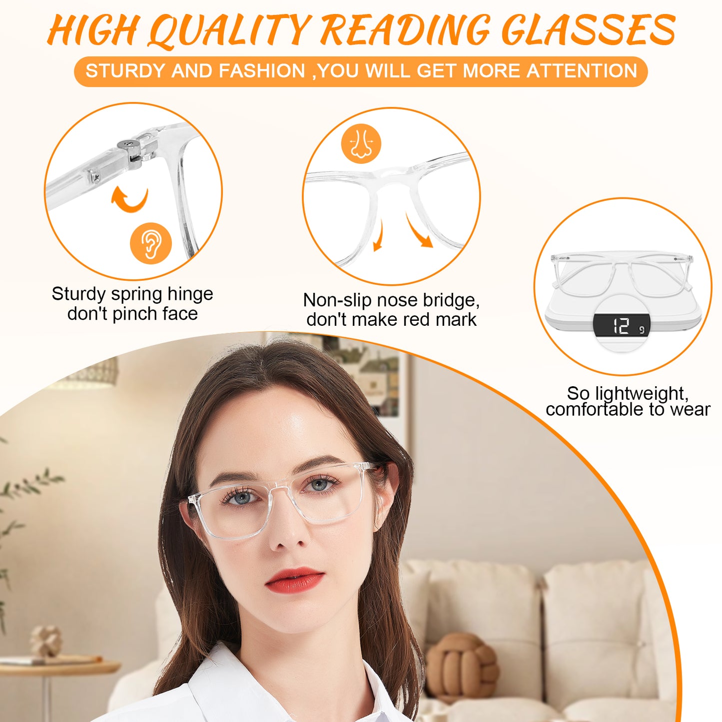 OCCI CHIARI Big Square Reading Glasses Women TR90 Readers OC5026WM