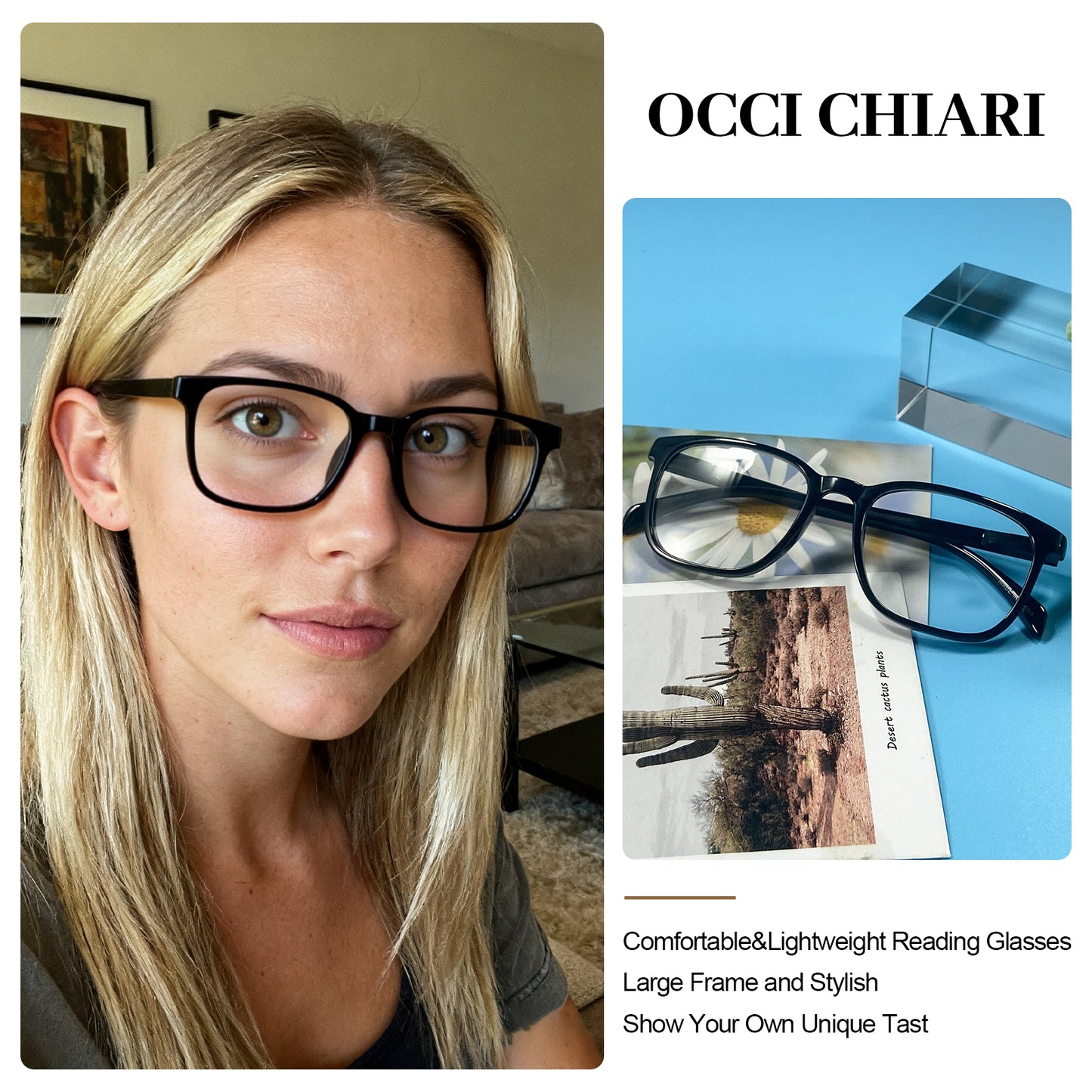 OCCI CHIARI Big Square Reading Glasses Women Comfortable Readers OC5209WM