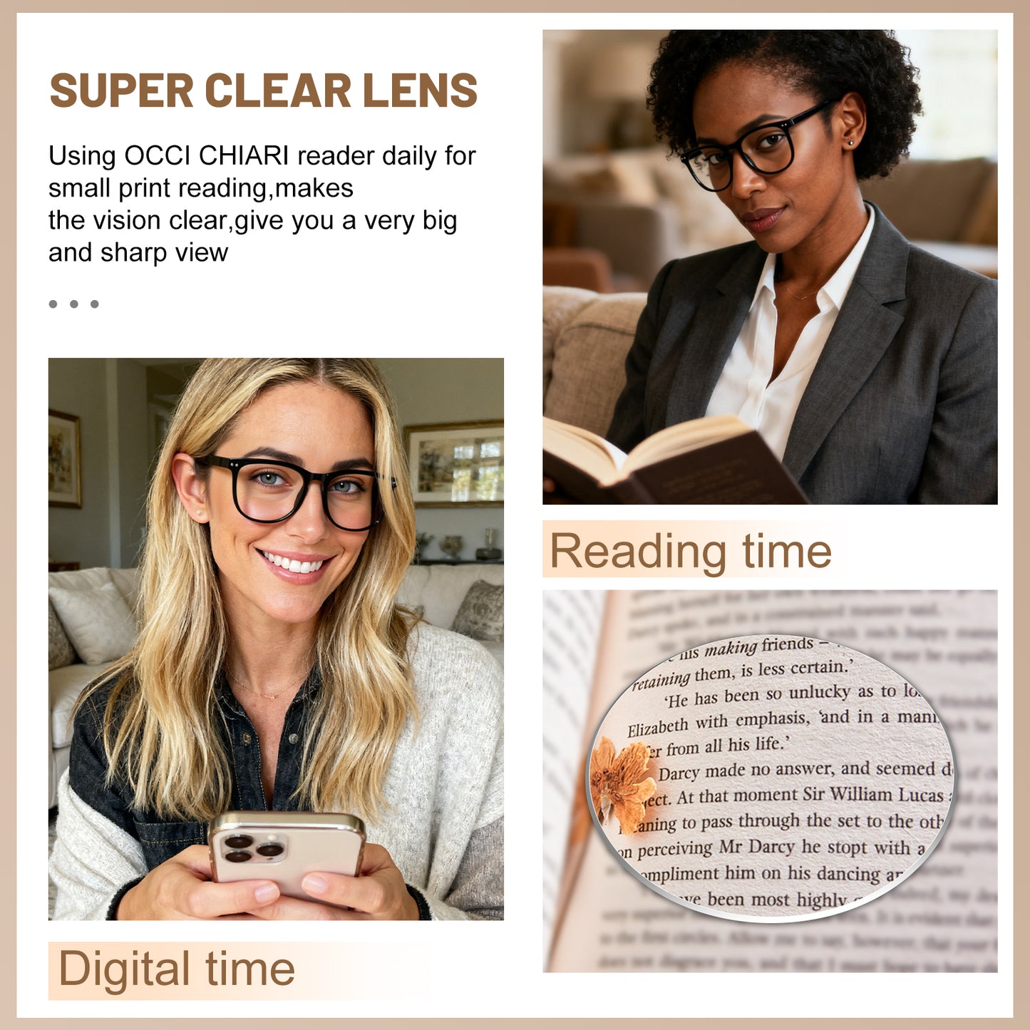 OCCI CHIARI Folding Reading Glasses for Women Wide Frame Readers OC5201