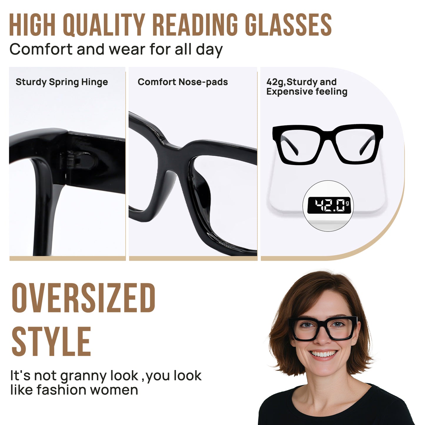 OCCI CHIARI Large Frame Reading Glasses for Women Retro Square Readers OC5078