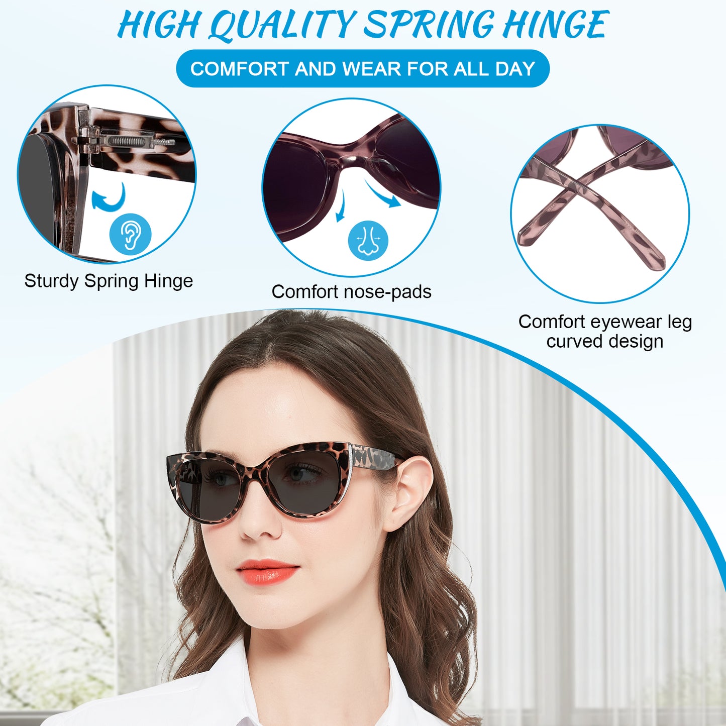 OCCI CHIARI Transition Bifocal Sun Reading Glasses for Women Cat Eye Sunglasses BS5188