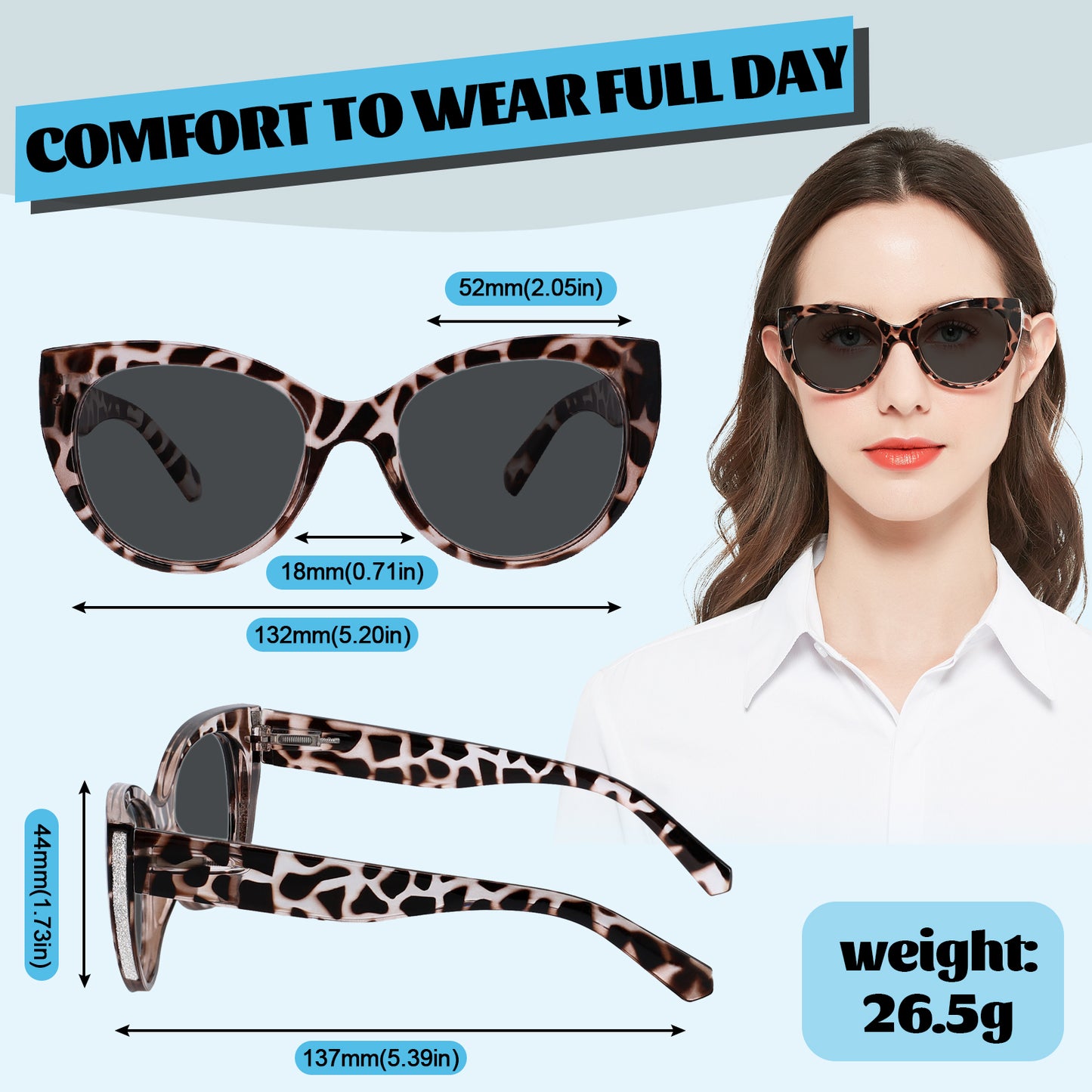 OCCI CHIARI Transition Bifocal Sun Reading Glasses for Women Cat Eye Sunglasses BS5188
