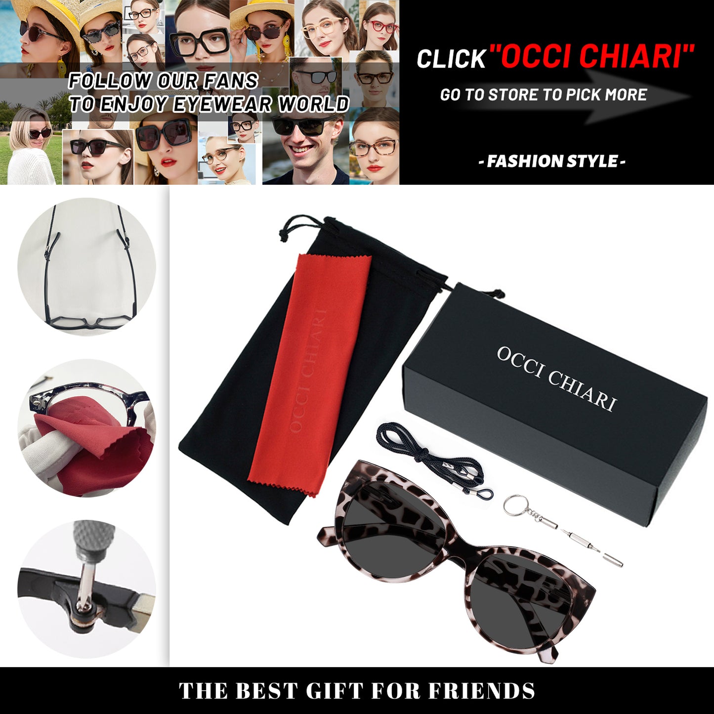 OCCI CHIARI Transition Bifocal Sun Reading Glasses for Women Cat Eye Sunglasses BS5188