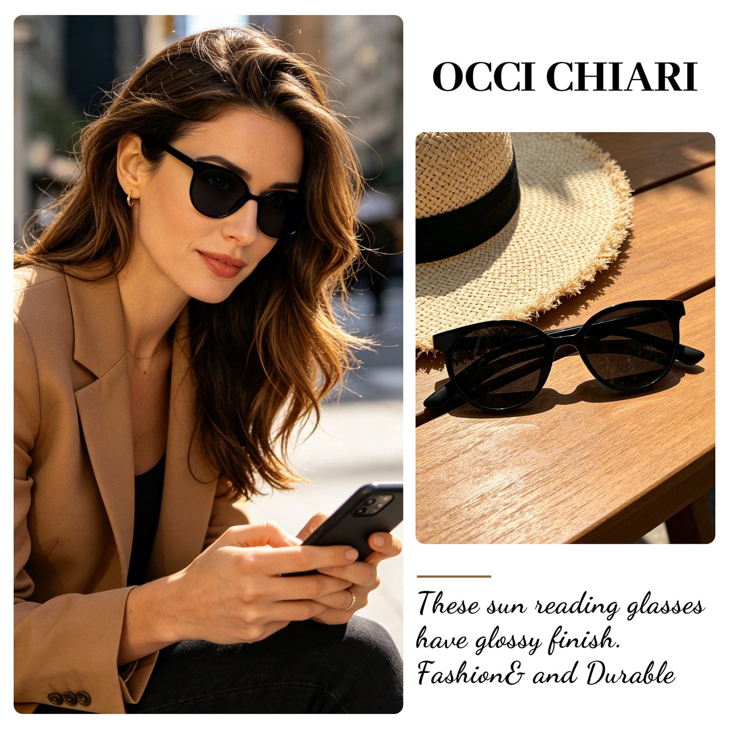 OCCI CHIARI Reading Sunglasses Women UV Protection Outdoor Reader Glasses OC5017S