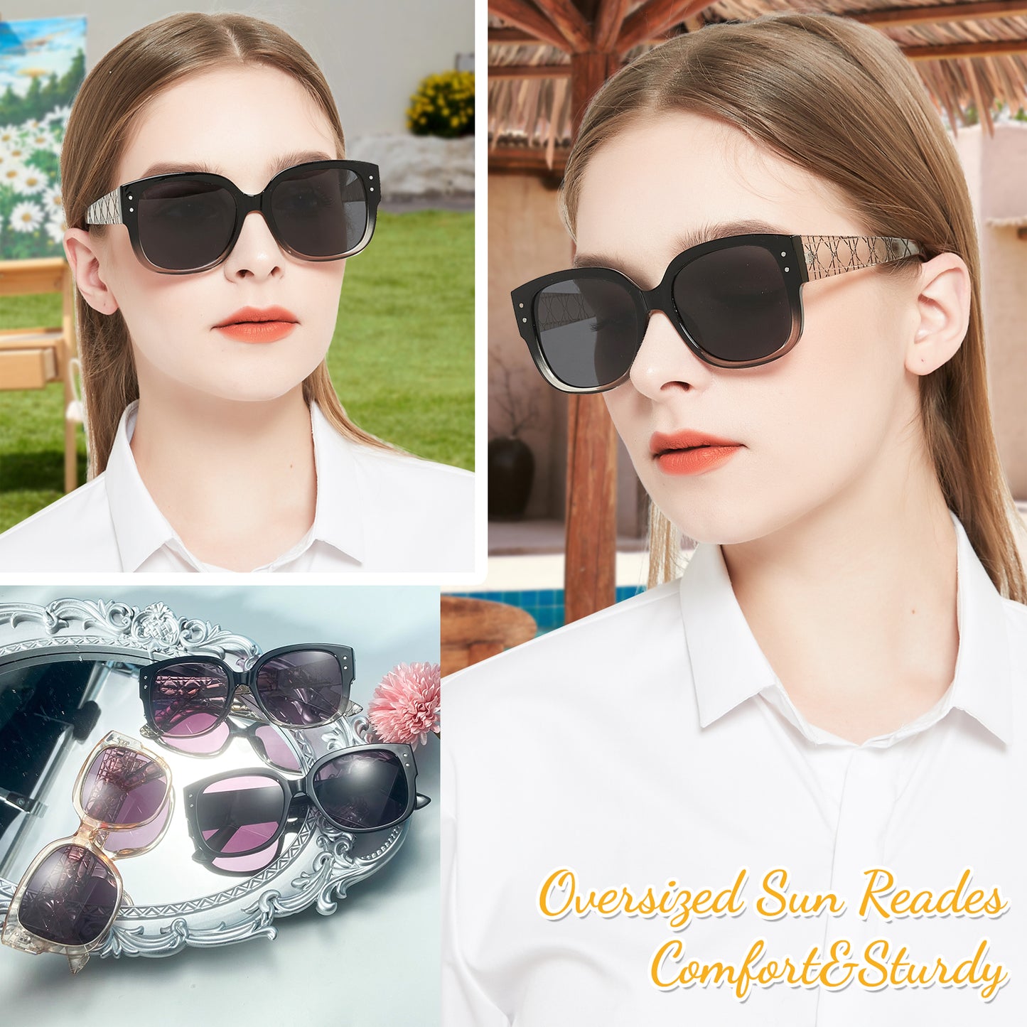 OCCI CHIARI Oversized Sun Reading Glasses Fashion Shield Readers Outdoor Read OC5085SR