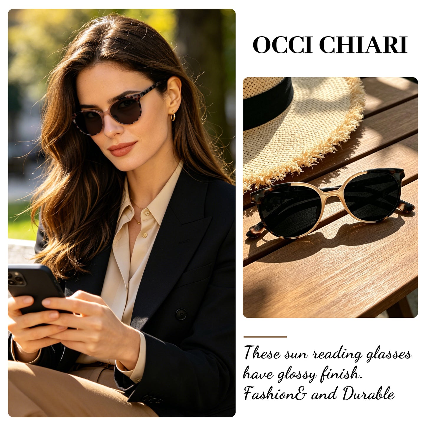 OCCI CHIARI Reading Sunglasses Women UV Protection Outdoor Reader Glasses OC5017S